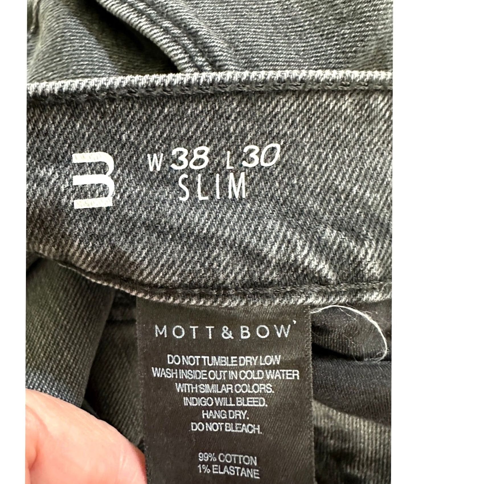 Mott & Bow Mott & Bow Slim Fit Jeans Mens 38x30 Dark Grey Faded Stretch Denim Pants EUC Size US 38 / EU 54 - 3 Thumbnail