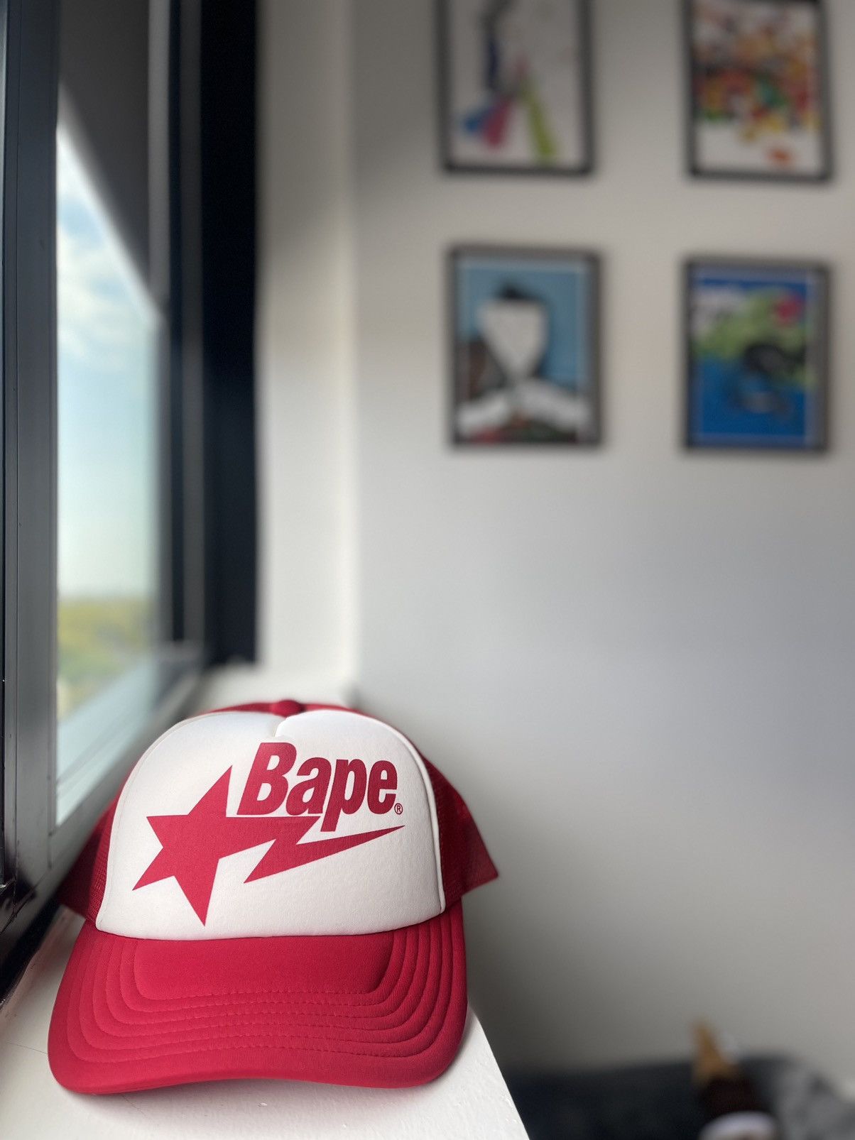 image of Bape Sta Mesh Cap in Red, Men's