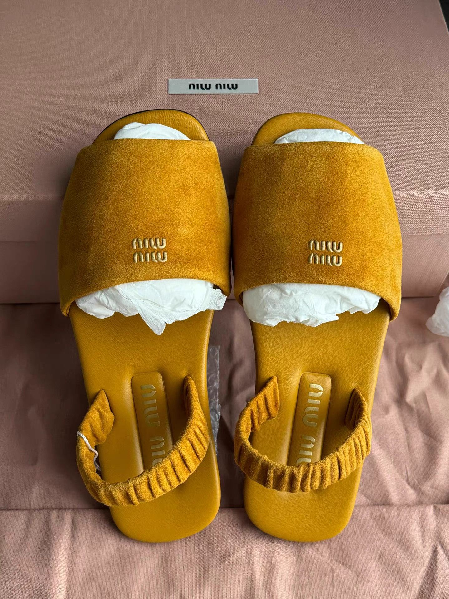 Miu Miu MiuMiu 25SS Whisky Suede Slides K6 Size US 5 / IT 35 - 2 Thumbnail