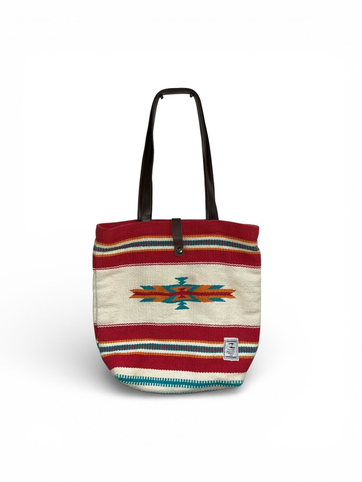 Japanese Brand Amina Collection Hand Woven Rug Southwestern Tote Bag Size ONE SIZE - 3 Thumbnail