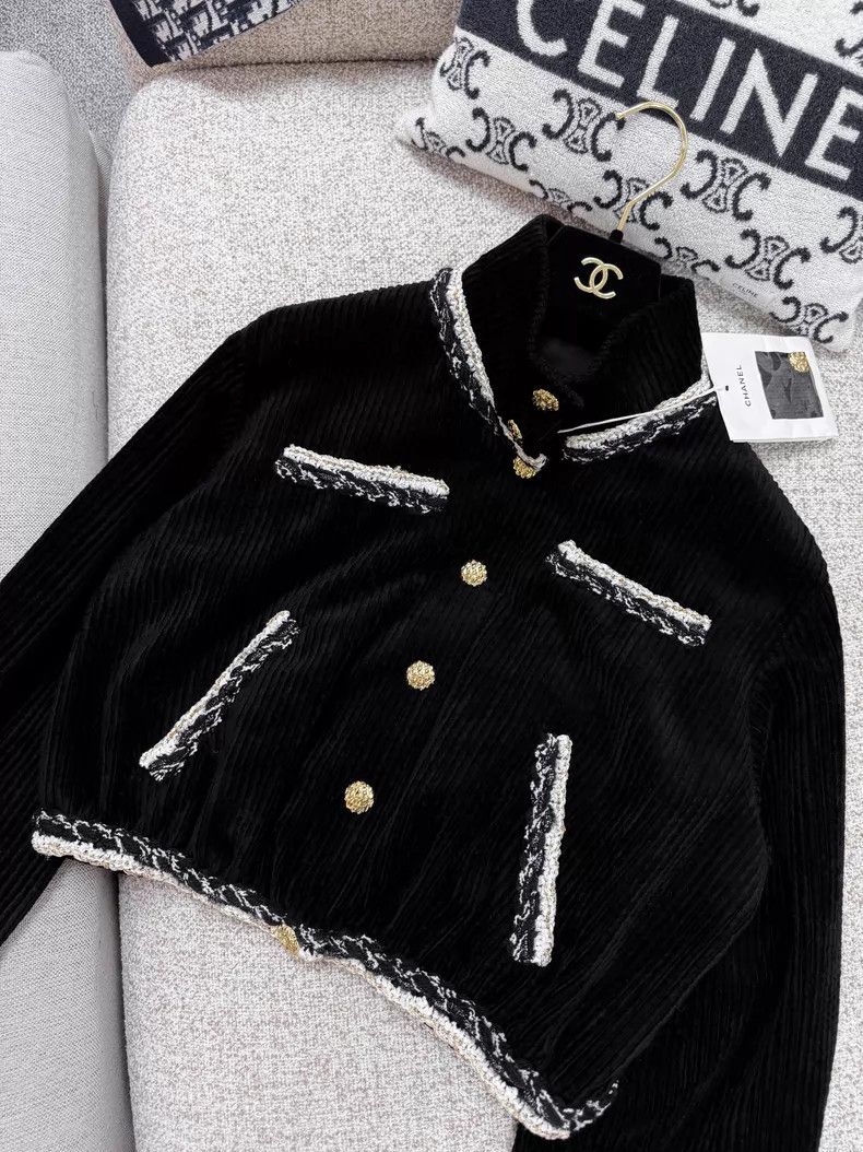Chanel Chanel Corduroy rolled tweed stand-up collar short jacket Size XS / US 0-2 / IT 36-38 - 3 Thumbnail