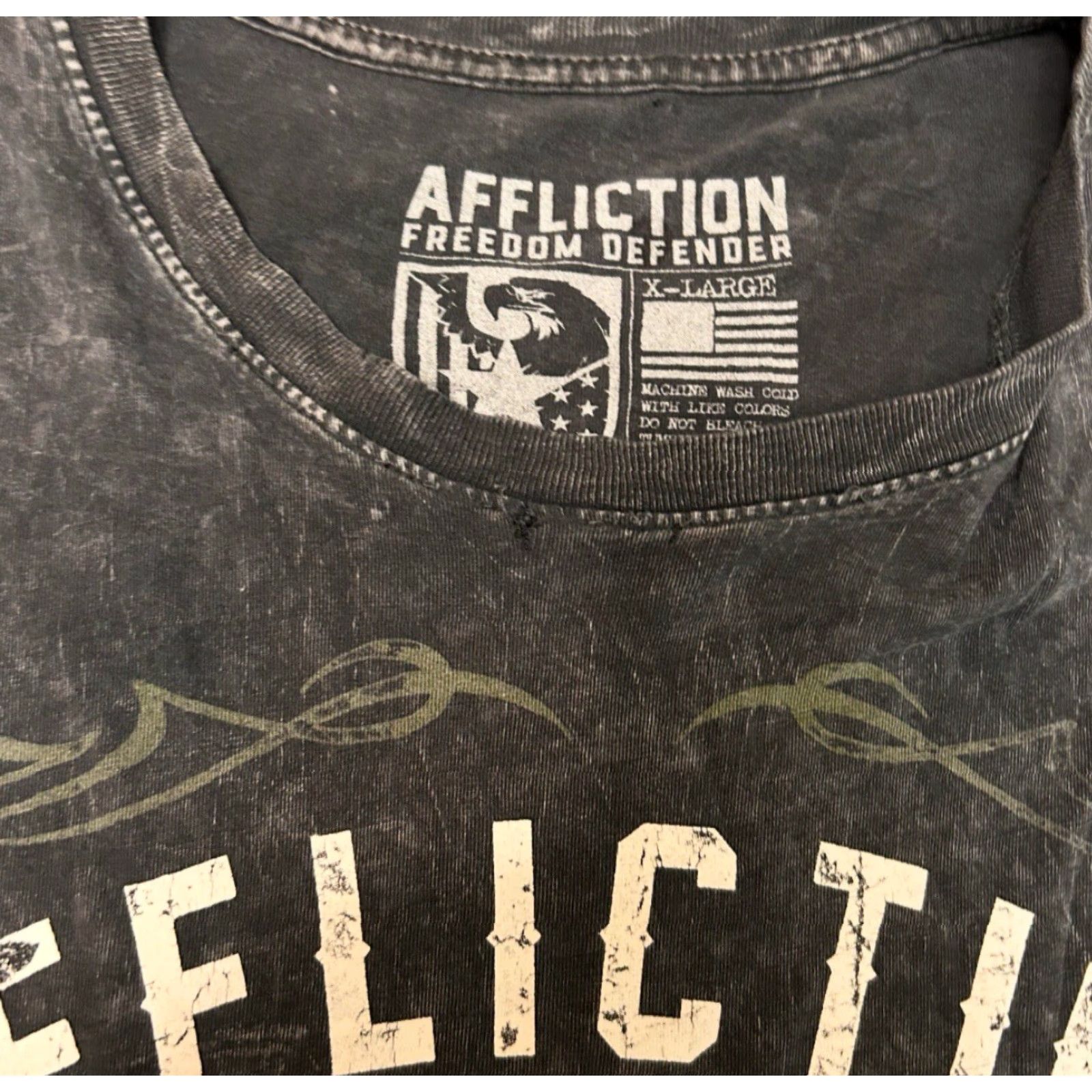 Affliction VINTAGE Affliction Shirt XL Gray Grunge Skull Wings Freedom Defender Y2K Punk VTG Men Shirt XL Mens Size US XL / EU 56 / 4 - 3 Thumbnail