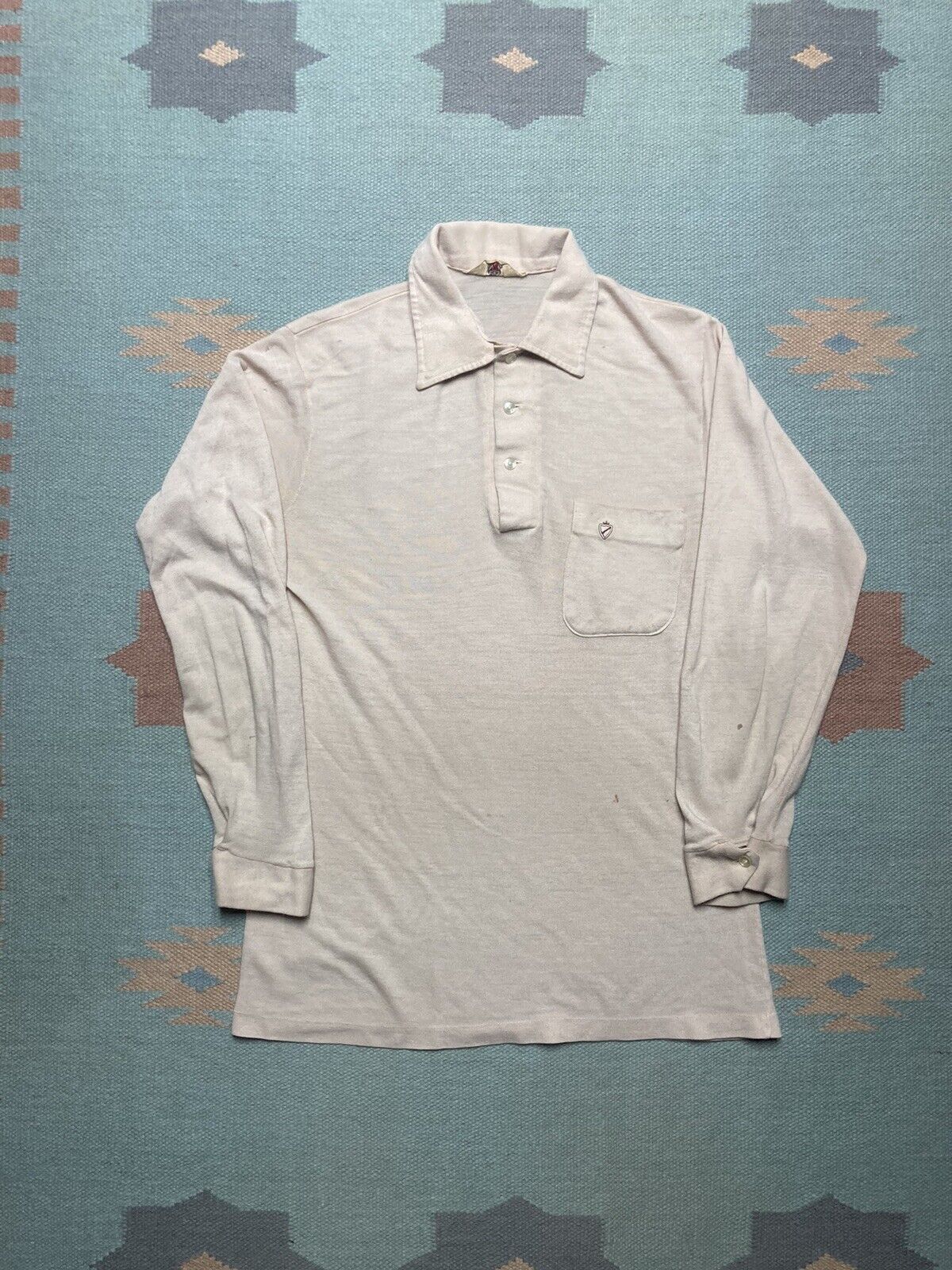 Vintage VTG 50s 60s polo shirt donegal soft worn thin adult medium Size US M / EU 48-50 / 2 - 1 Thumbnail