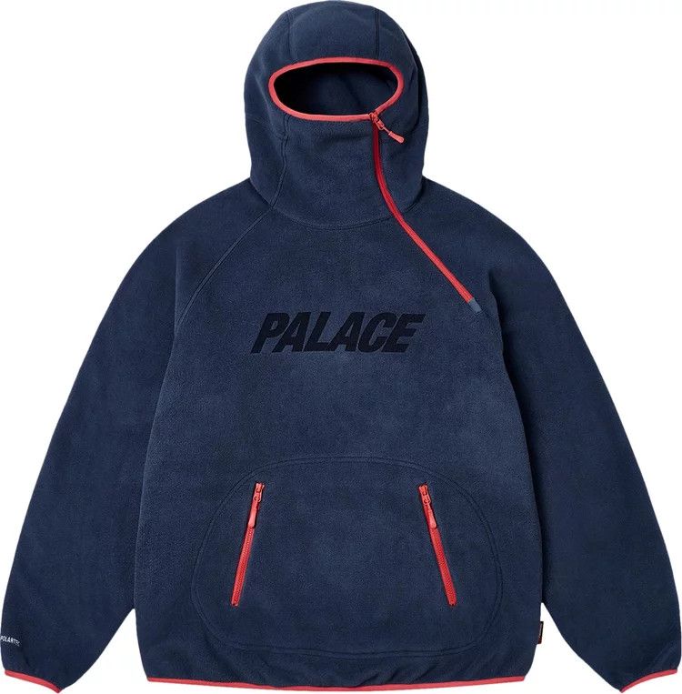 image of Palace Polartec Ninja Hoodied Sweatshirt in Navy Blue, Men's (Size Small)