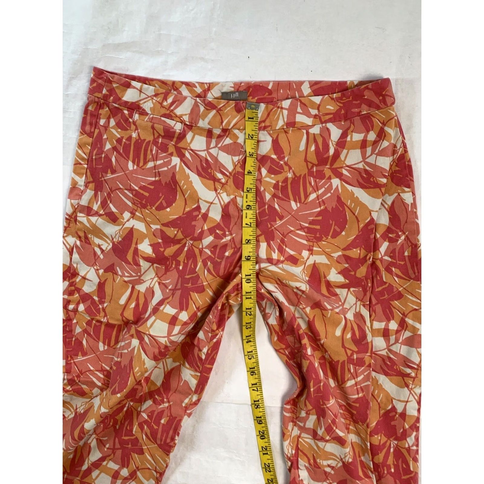 J. Jill VINTAGE J. Jill Pants Womens 14 Tall Pink Stretch Leaf Print Boho Career Resort Vacation Size 36" / US 14 / IT 50 - 7 Thumbnail