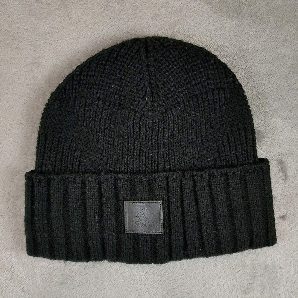Adidas Adidas black knit ribbed winter skull cap beanie unisex OSFM Size ONE SIZE - 1 Thumbnail