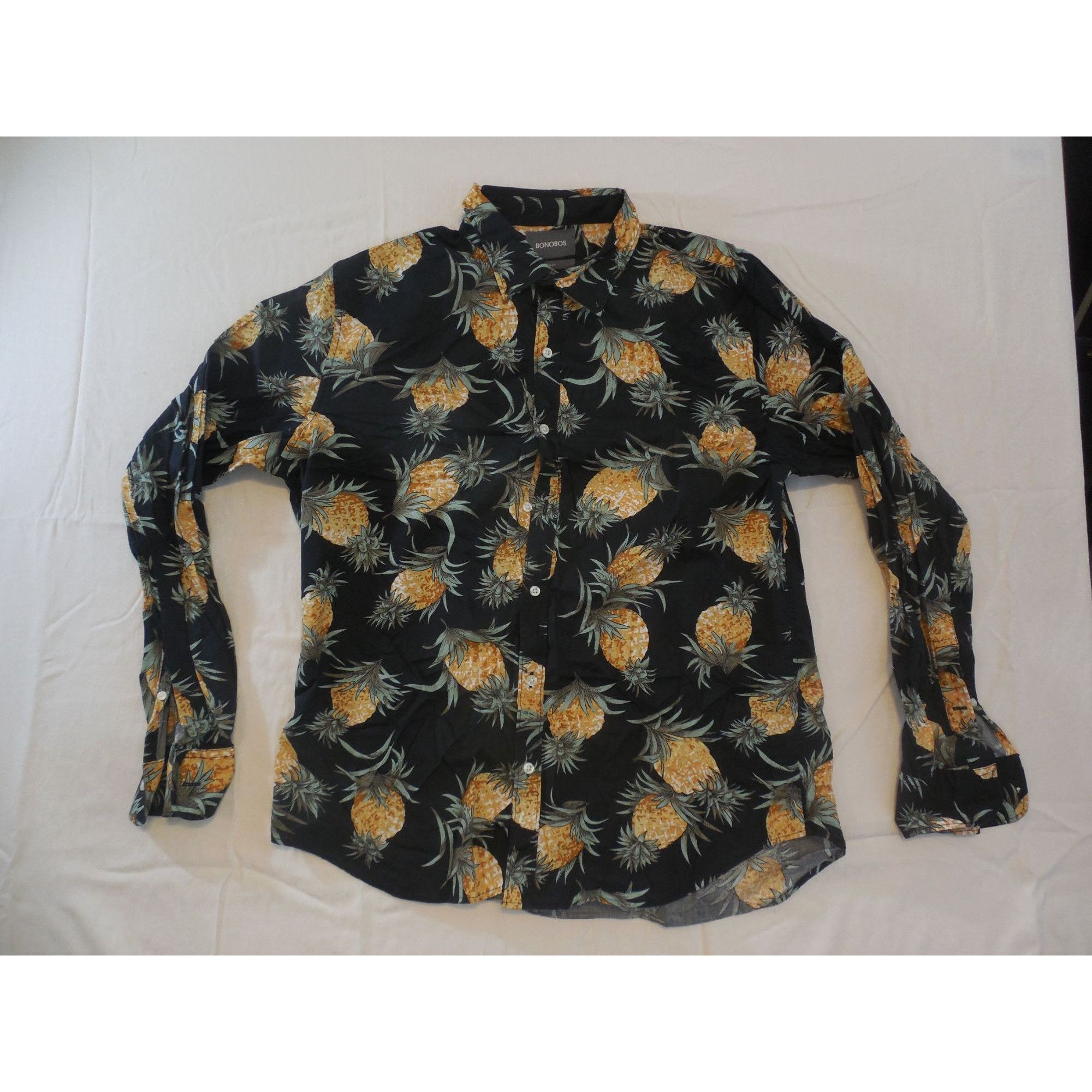 Bonobos Bonobos Shirt Men Sz XL Slim Fit Pineapples Long Sleeve Butt