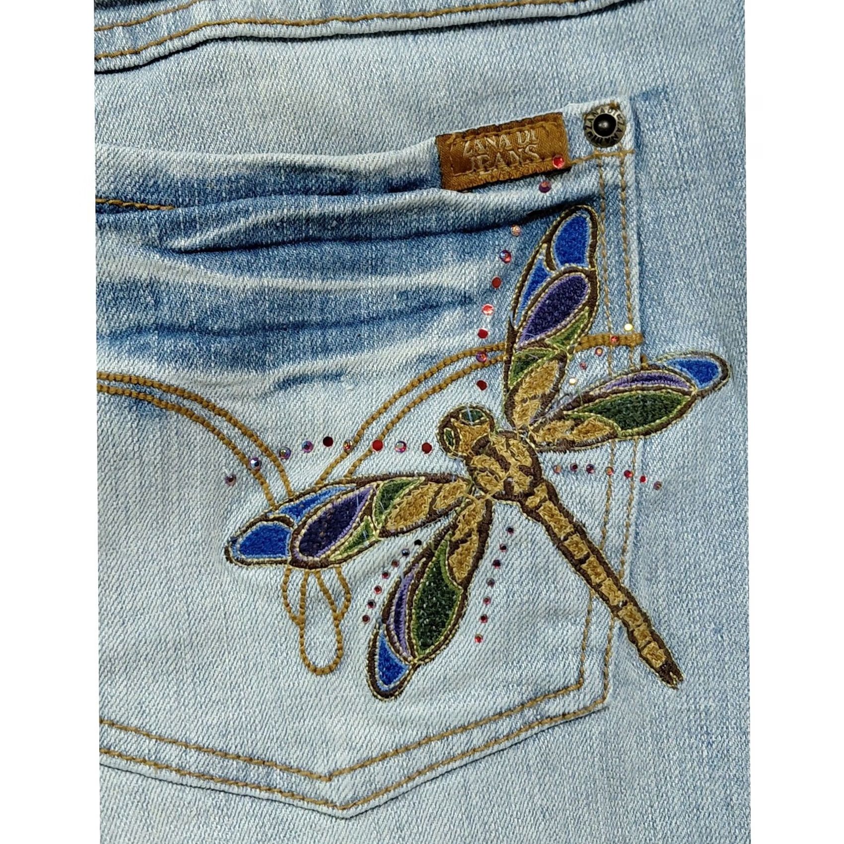Vintage Zana Di Jeans Light Wash Embroidered 5-Pocket Denim Women Size 16 Regular Stitch Jeans Size 38" / US 16 / IT 52 - 4 Thumbnail
