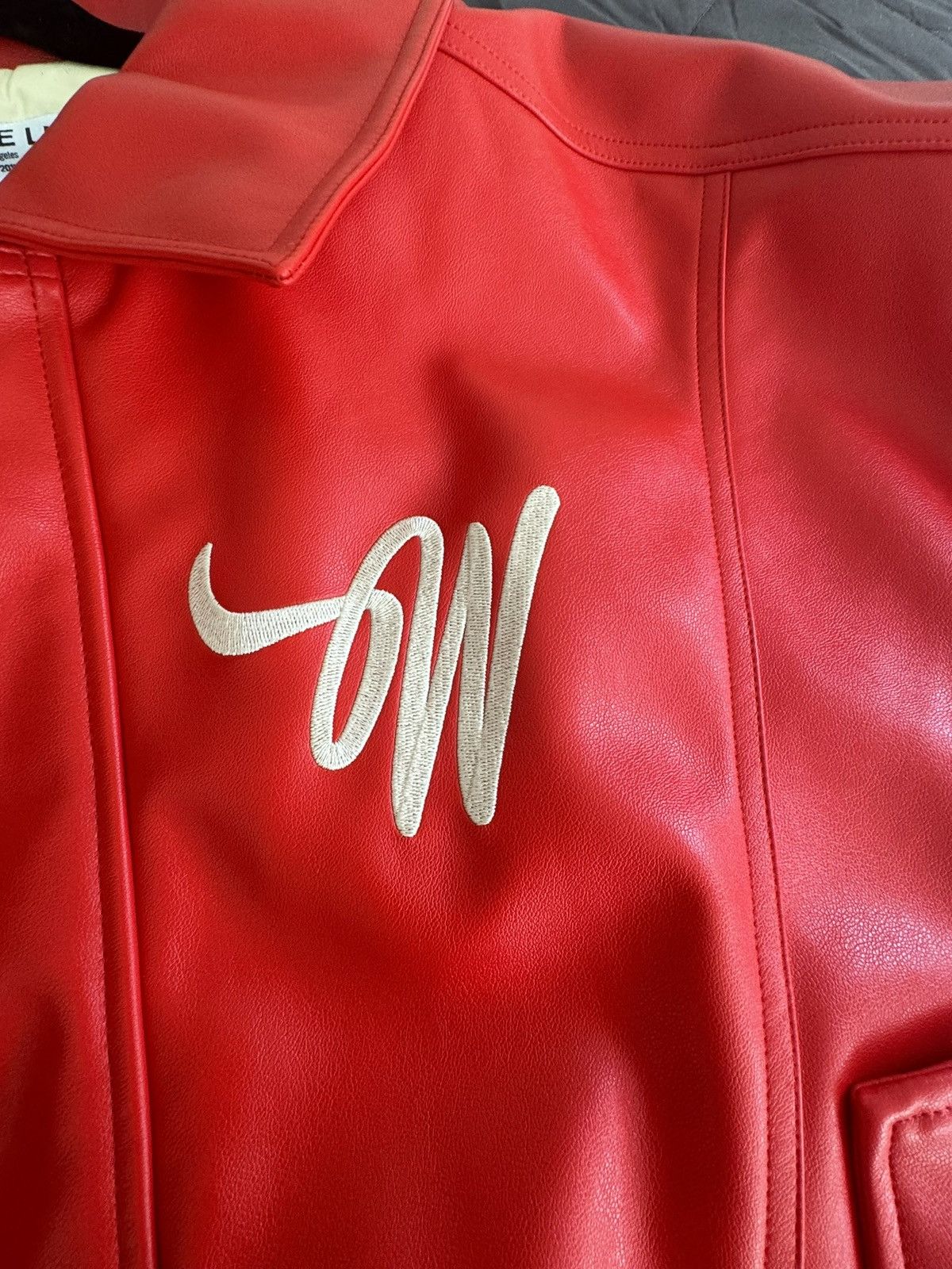 Wish Me Luck Wish Me Luck Red Cropped League Bomber Jacket Size US M / EU 48-50 / 2 - 5 Thumbnail
