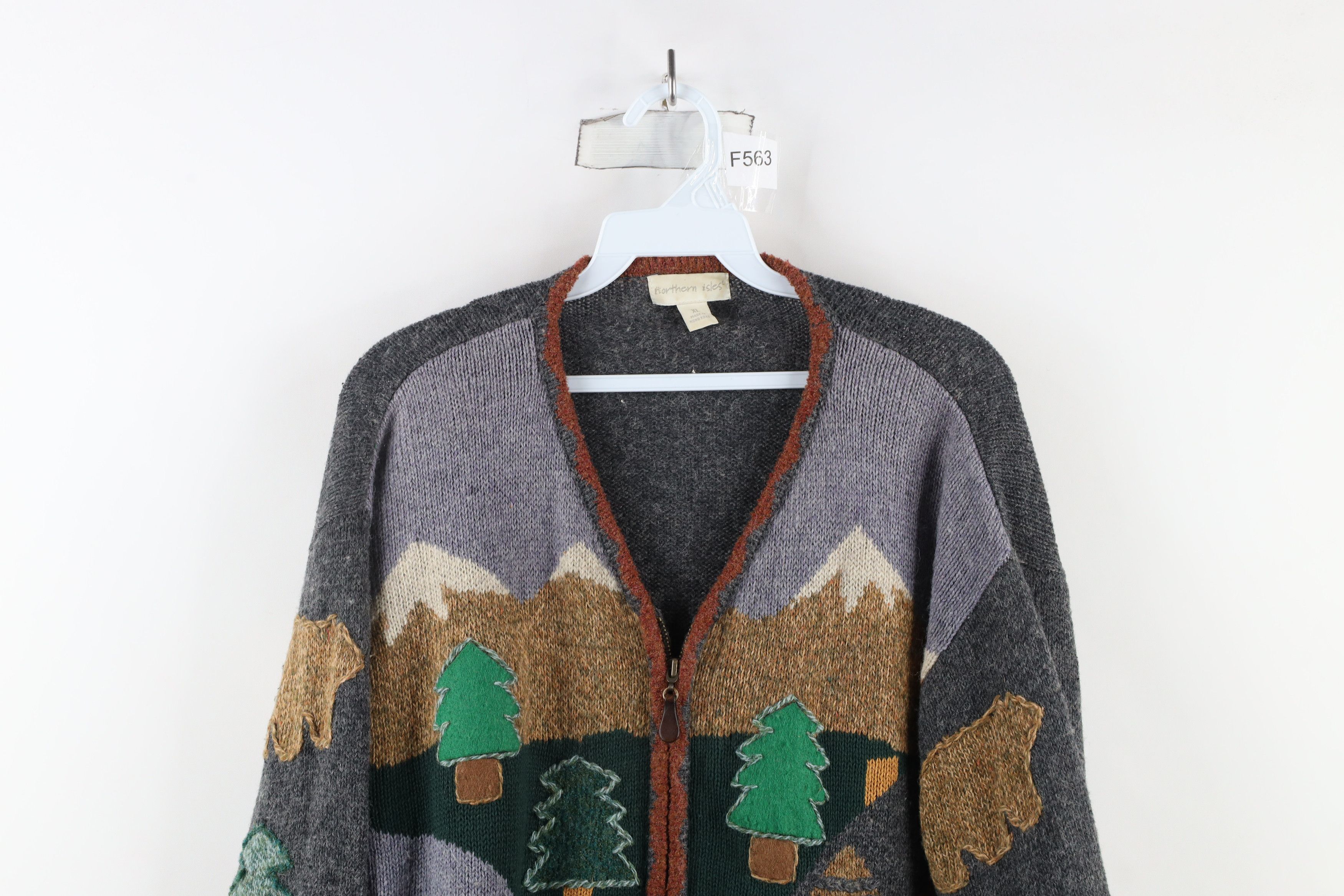 Vintage Vintage 90s Nature All Over Print Full Zip Cardigan Sweater Size XL / US 12-14 / IT 48-50 - 2 Thumbnail