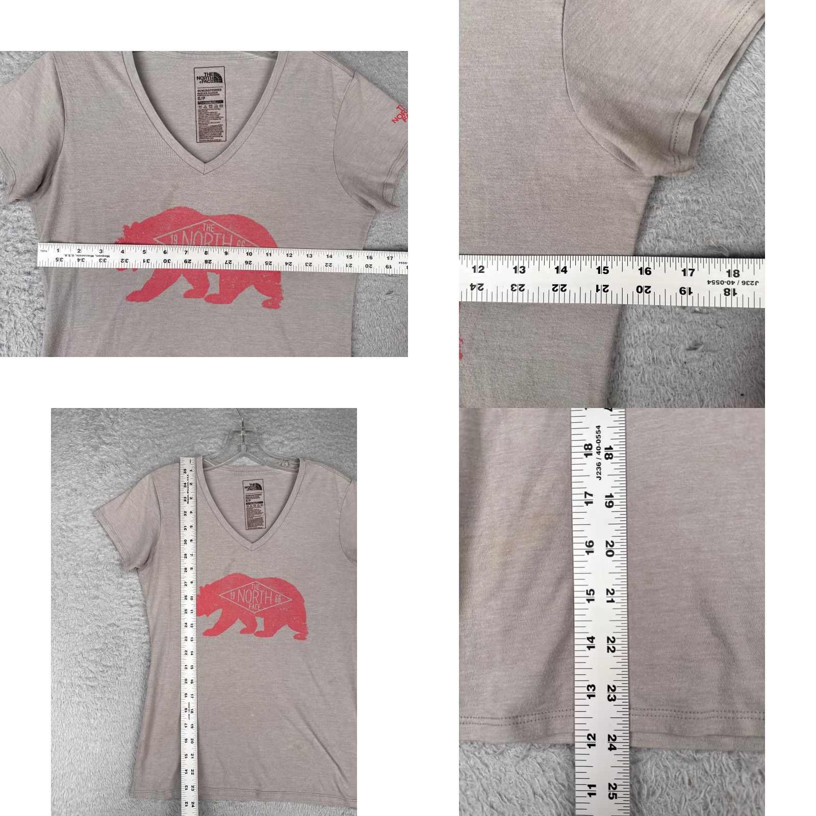 The North Face The North Face Shirt Women S Gray V-Neck Cotton Blend Bear Logo T-Shirt Casual All Seasons Womens Size S / US 4 / IT 40 - 8 Thumbnail