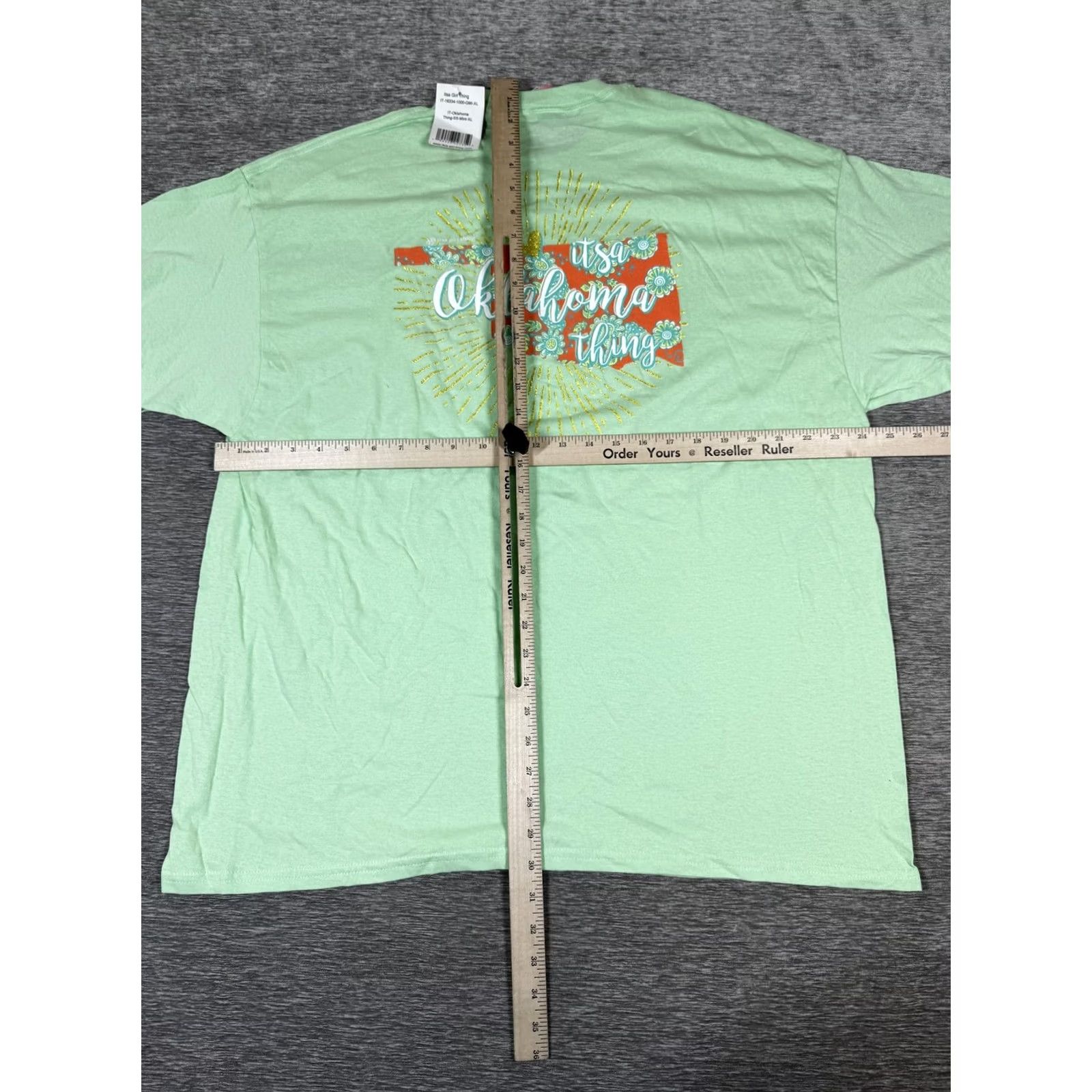 Vintage It’sa Girl Thing Shirt Womens 2XL Green Oklahoma Thing Graphic Tee Floral Glitter State Pride Tee Size XXL / US 16-18 / IT 52-54 - 3 Thumbnail