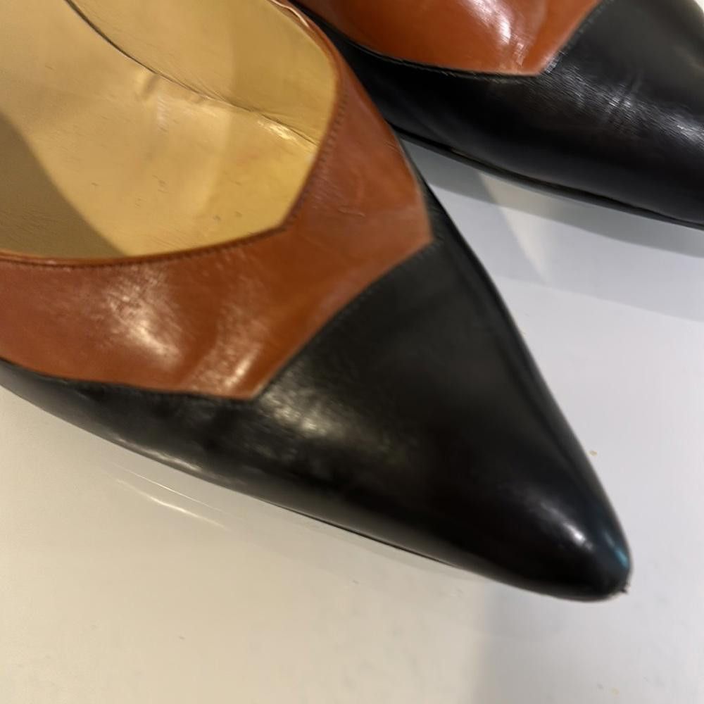 Manolo Blahnik Manolo Blahnik Black and Brown Leather Geometric Pumps 39.5 Size US 8.5 / IT 38.5 - 12 Thumbnail