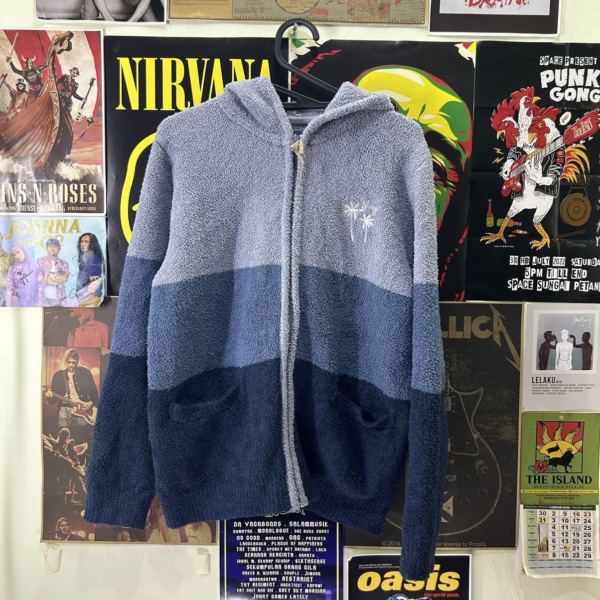 Vintage Hula Lani Hawaii Tricolour Fleece Fur Hoodie