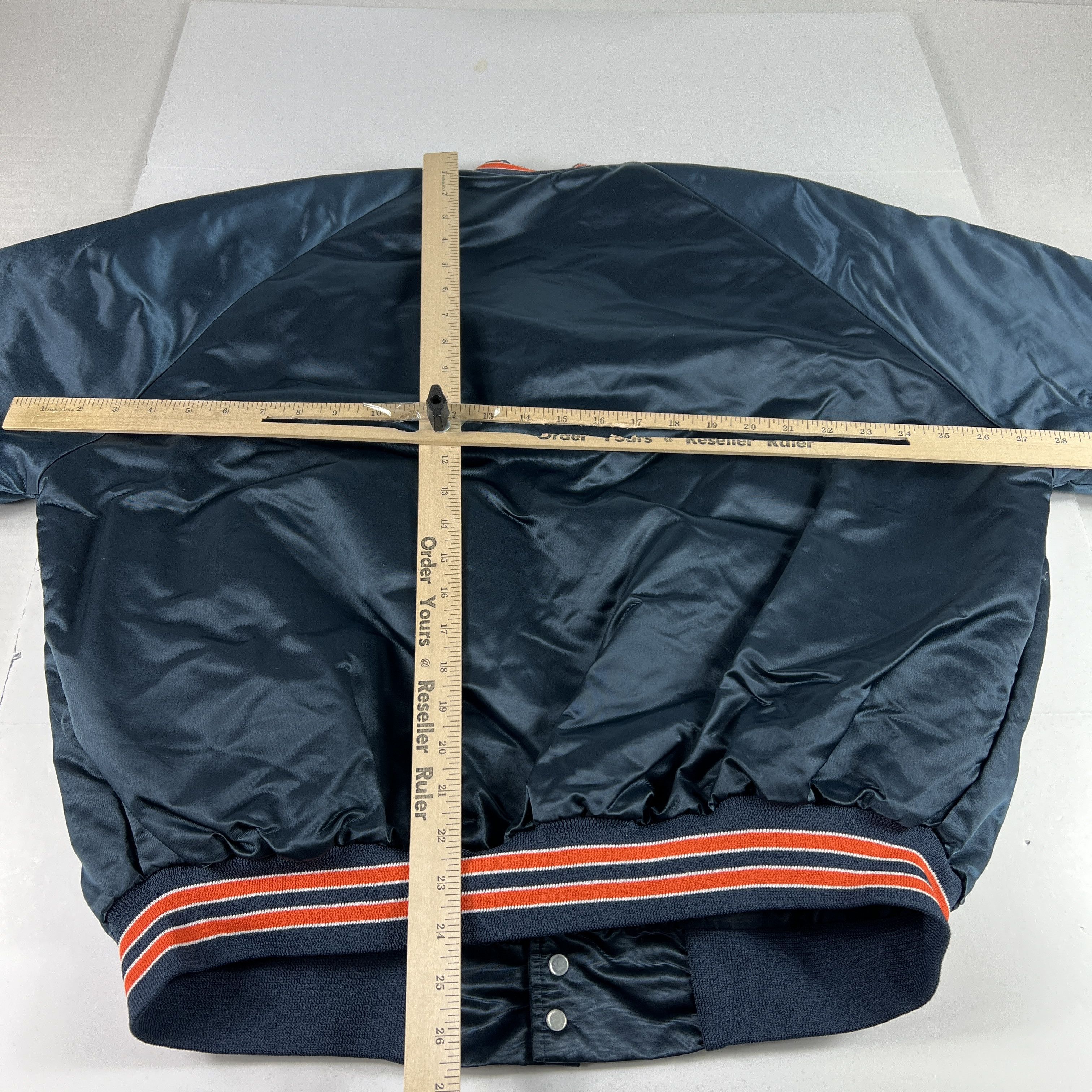 Chalk Line VTG 90 Chicago Bears Satin Jacket Blue Snap Button Bomber Size US XL / EU 56 / 4 - 13 Thumbnail