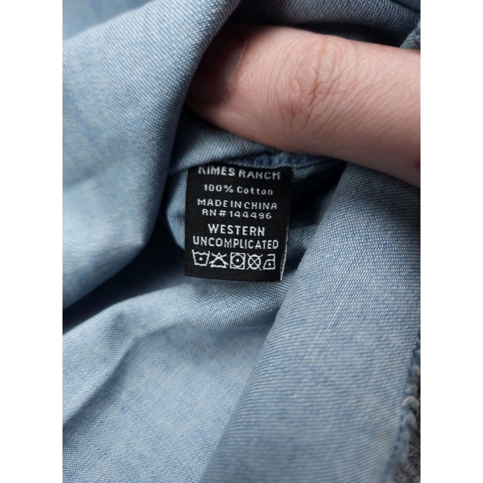 Vintage Kimes Ranch Shirt Women's 2XL Blue KC Patched Denim Pearl Snap Western NWT Size XXL / US 16-18 / IT 52-54 - 6 Thumbnail