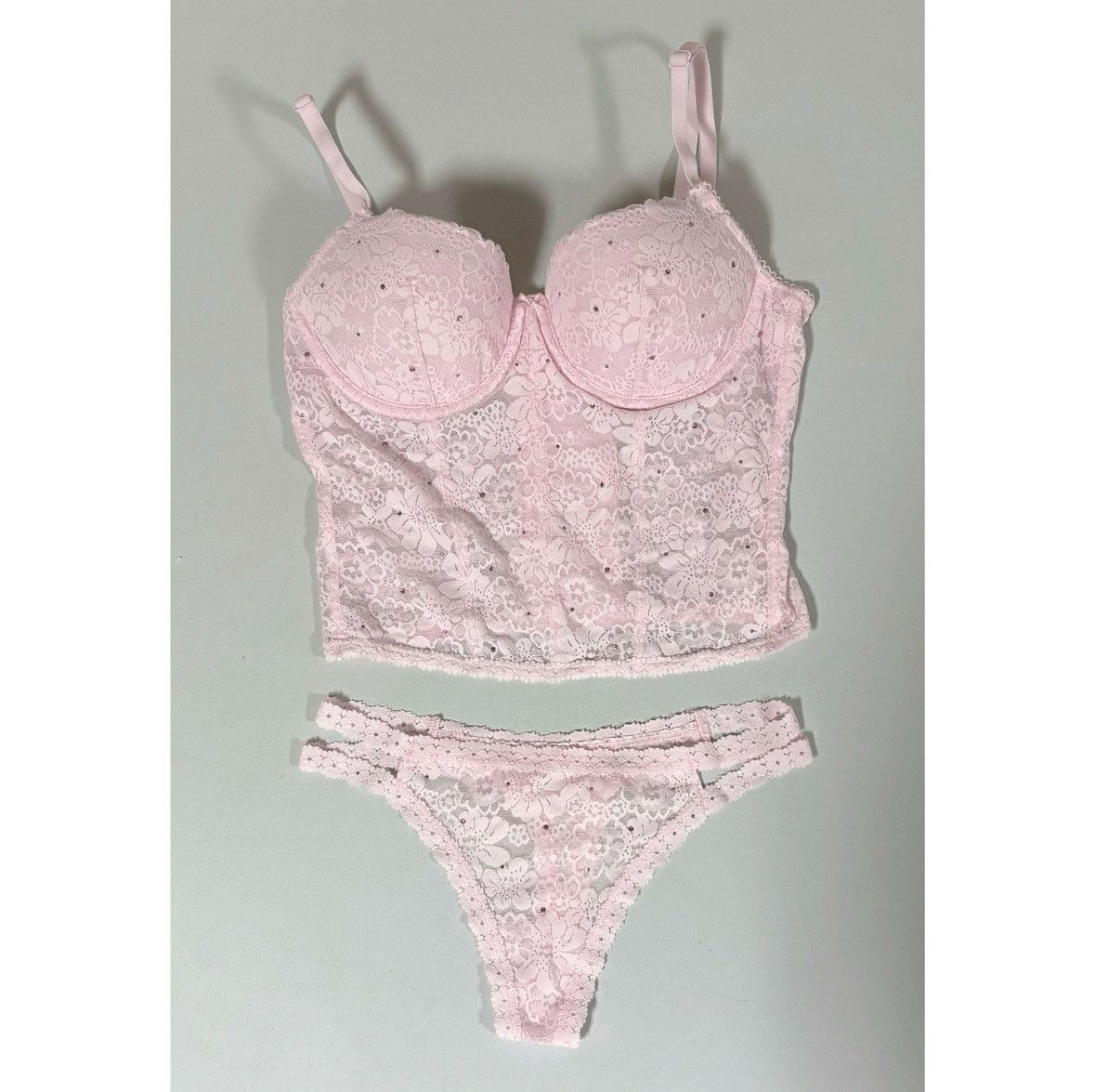 Victoria's Secret Pink Diamond Lingerie Bra Top and Bottoms Set of 2 Size S 🎀✨ Size S / US 4 / IT 40 - 4 Thumbnail