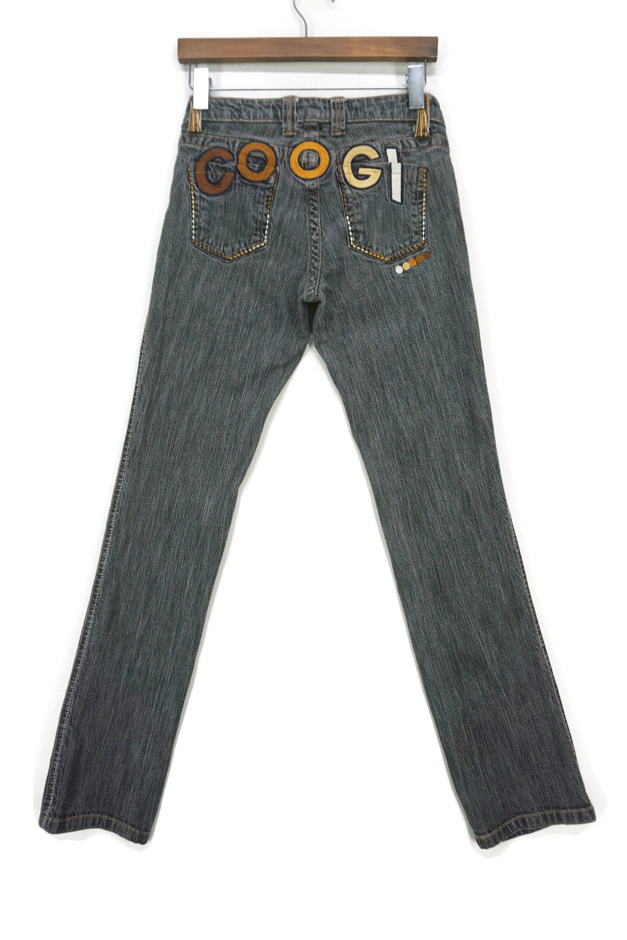 image of Coogi Straight Leg Embroidered Logo Embellished Jeans in Black, Women's (Size 29)