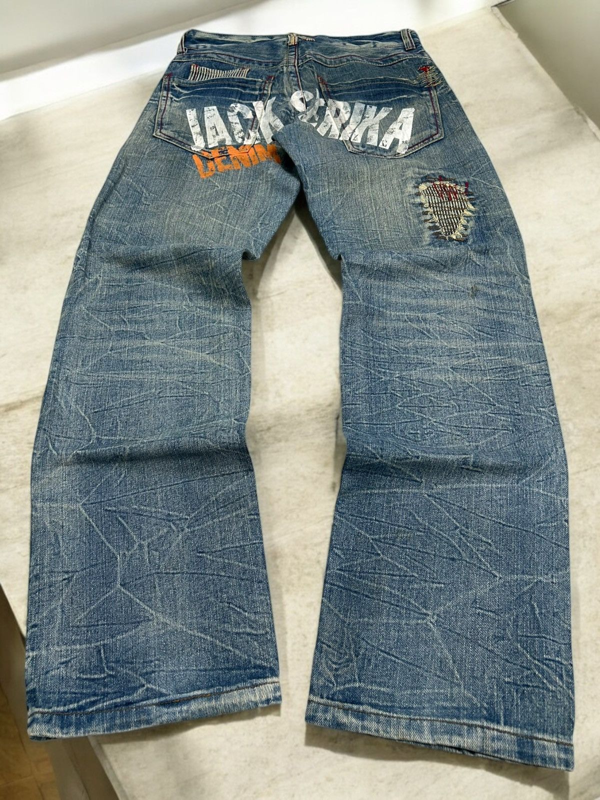Japanese Brand Jack Serika Japan Denim Light Wash Mud Clawn Distressed Size US 31 - 1 Thumbnail