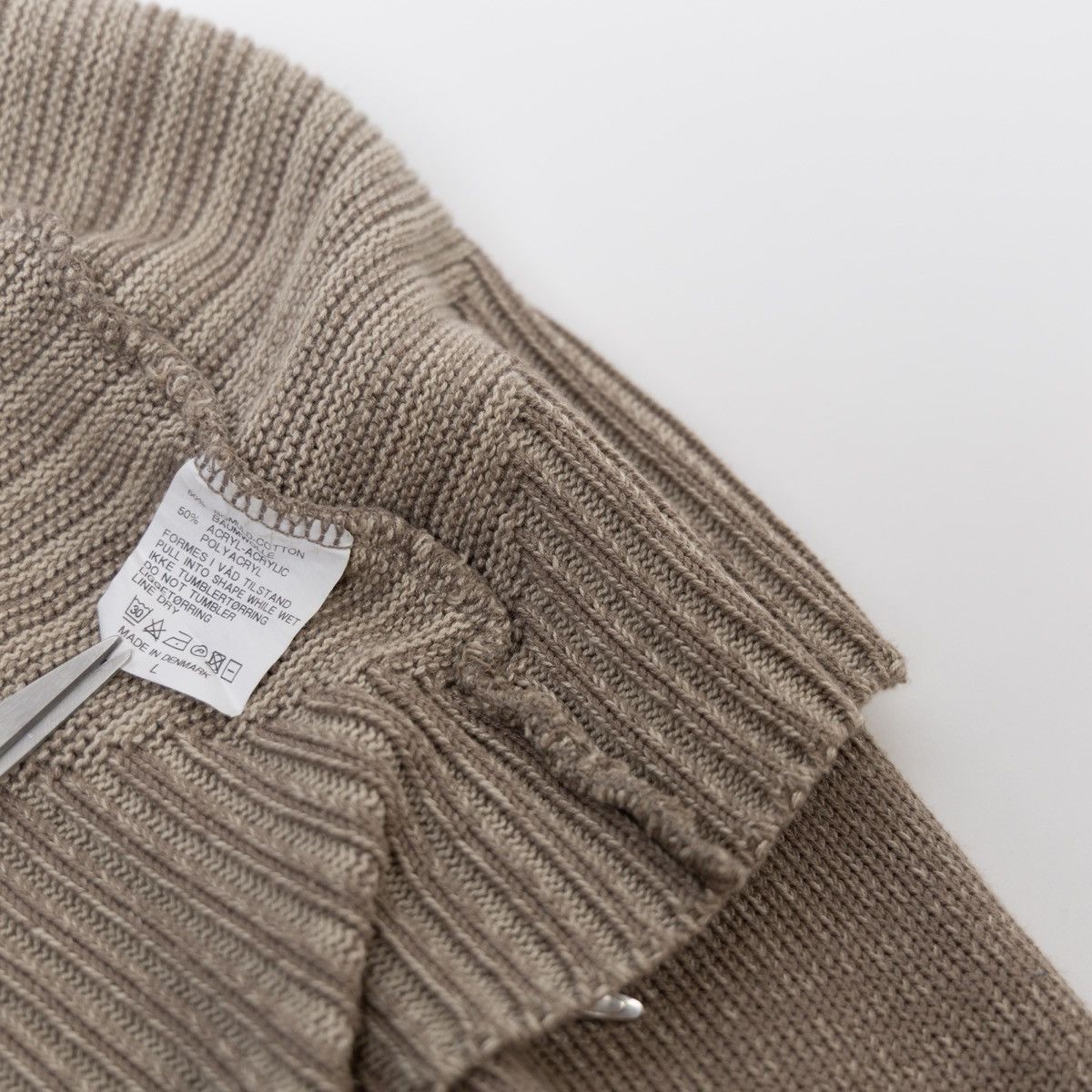 Other Skovhuus Beige Zip Sweater Rib Knit Made in Denmark Cardigan Size L / US 10 / IT 46 - 6 Thumbnail