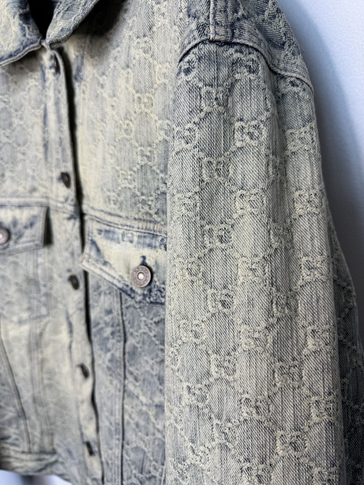 Gucci Gucci GG Monogram denim trucker jacket Size US L / EU 52-54 / 3 - 4 Thumbnail