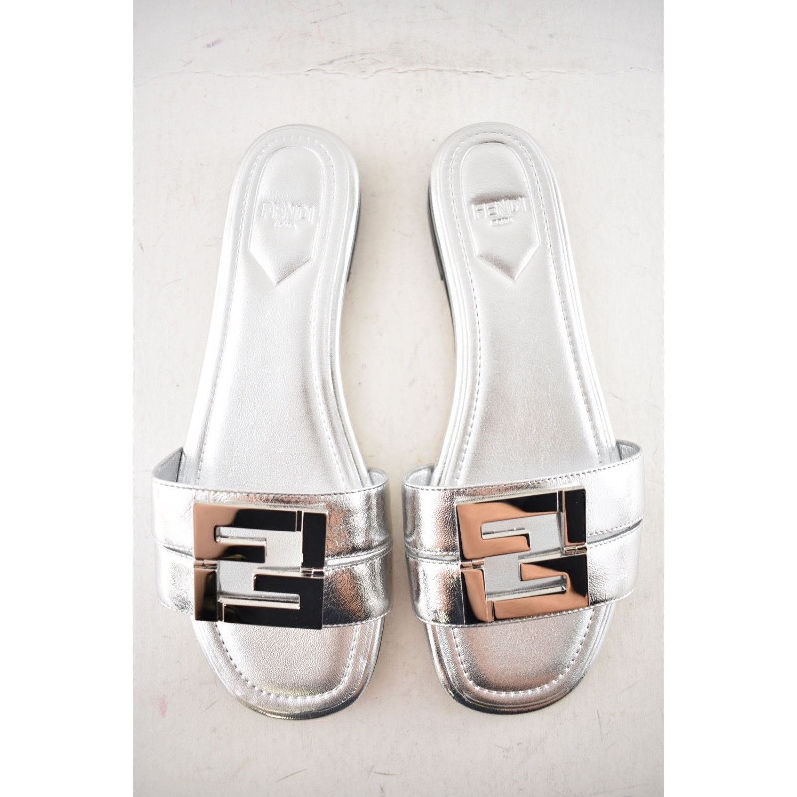 Fendi Fendi Fold Argento Silver FF Monogram Mule Slide Sandal 37 Size US 7 / IT 37 - 15 Thumbnail