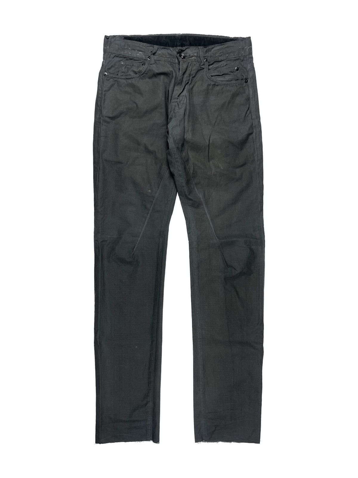 image of Rick Owens “Dirty Grey” Waxed Cotton Ripstop Detroit Jeans, Men's (Size 30)
