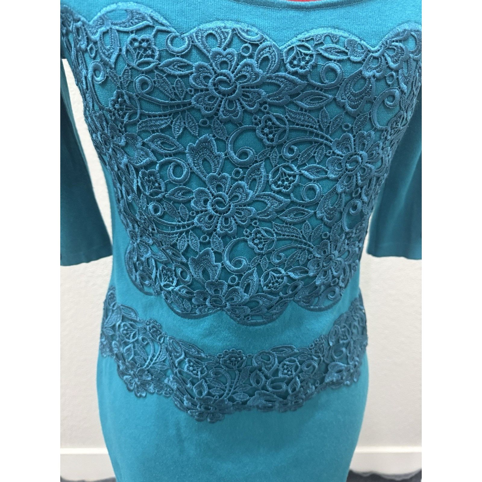 Blumarine Blumarine Embroided Teal Dress woman Size 42/us Size 6 Size M / US 6-8 / IT 42-44 - 4 Thumbnail
