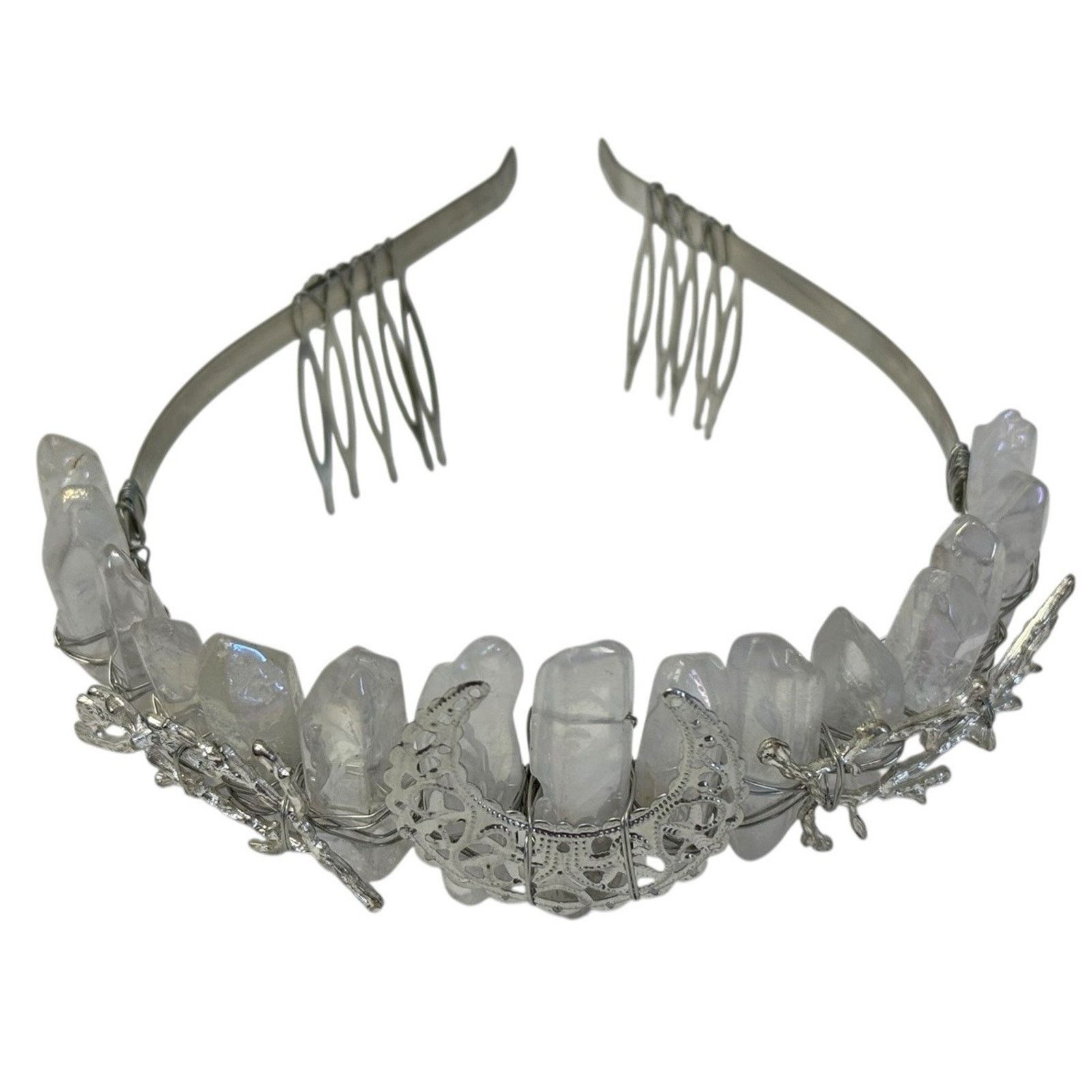 Other Aura Natural Raw Quartz Angel Crystal Goddess Tiara Crown Size ONE SIZE - 3 Thumbnail