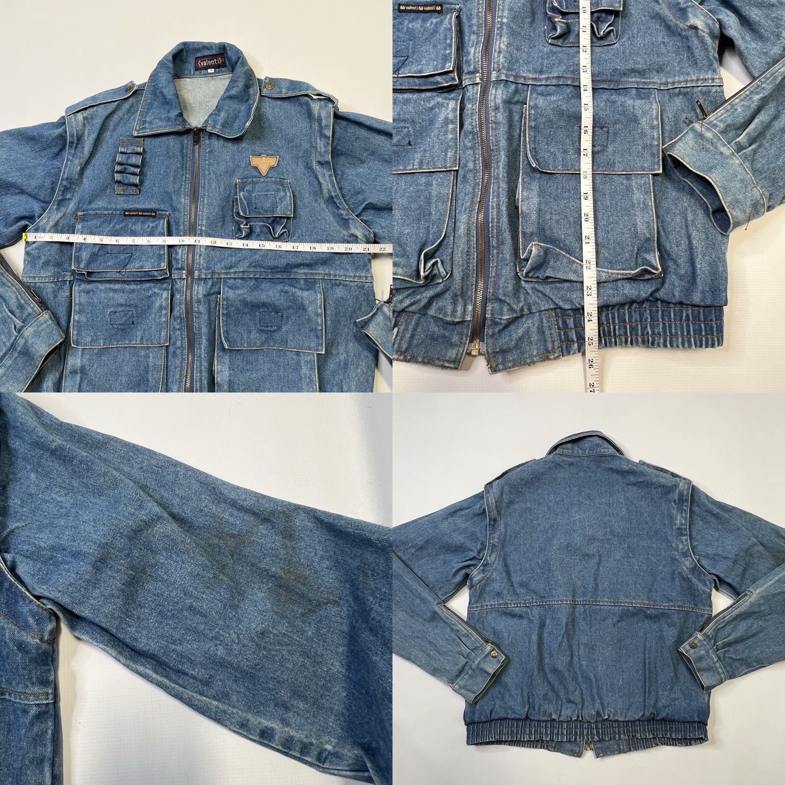 Valentino VINTAGE Valenti Denim Jacket Jacket Women's XS Blue Pockets Logo Zipper Casual Workwear Streetwear 90s Tall? Size XS / US 0-2 / IT 36-38 - 9 Thumbnail