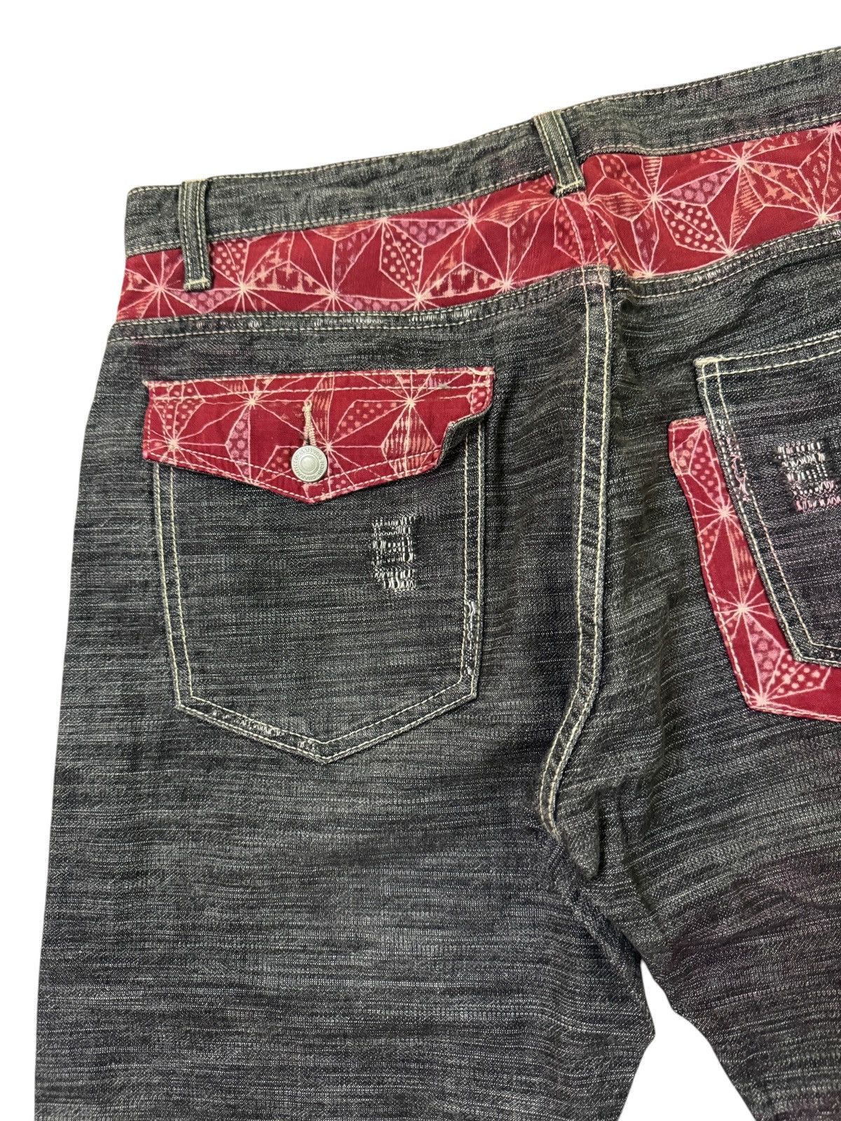Hysteric Glamour Distressed Bee Bell Floral Red Pattern Accents Style Denim Size US 31 - 15 Thumbnail