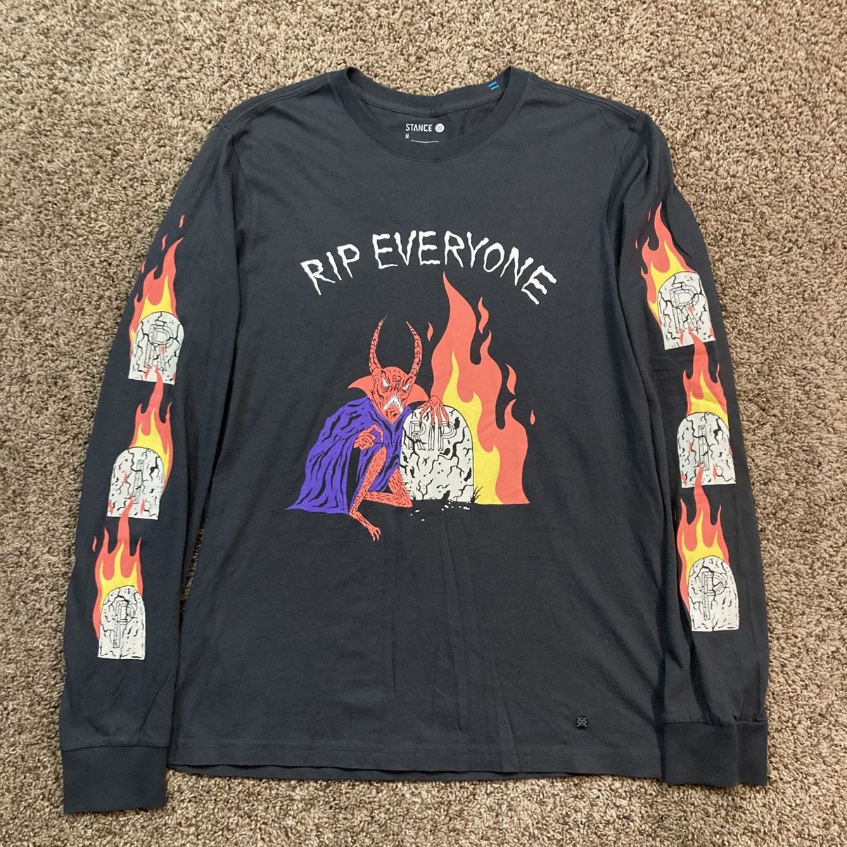 Designer × Vintage Stance Neck Face Rip Everyone Devil LS Black Shirt Mens M Size US M / EU 48-50 / 2 - 1 Thumbnail