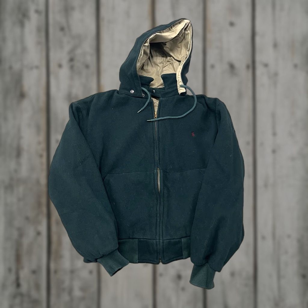 VINTAGE Polo Ralph Lauren Hoodie Mens Small Green Wool Blend Full