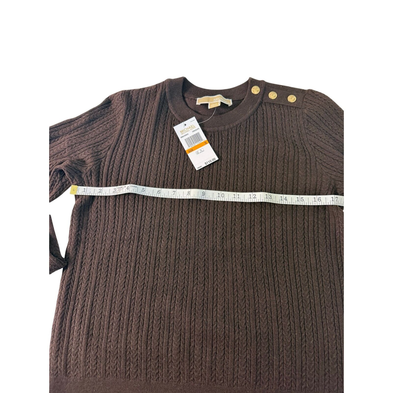 Michael Kors Michael Kors Brown Cable-Knit Pullover Sweater Size S / US 4 / IT 40 - 4 Thumbnail