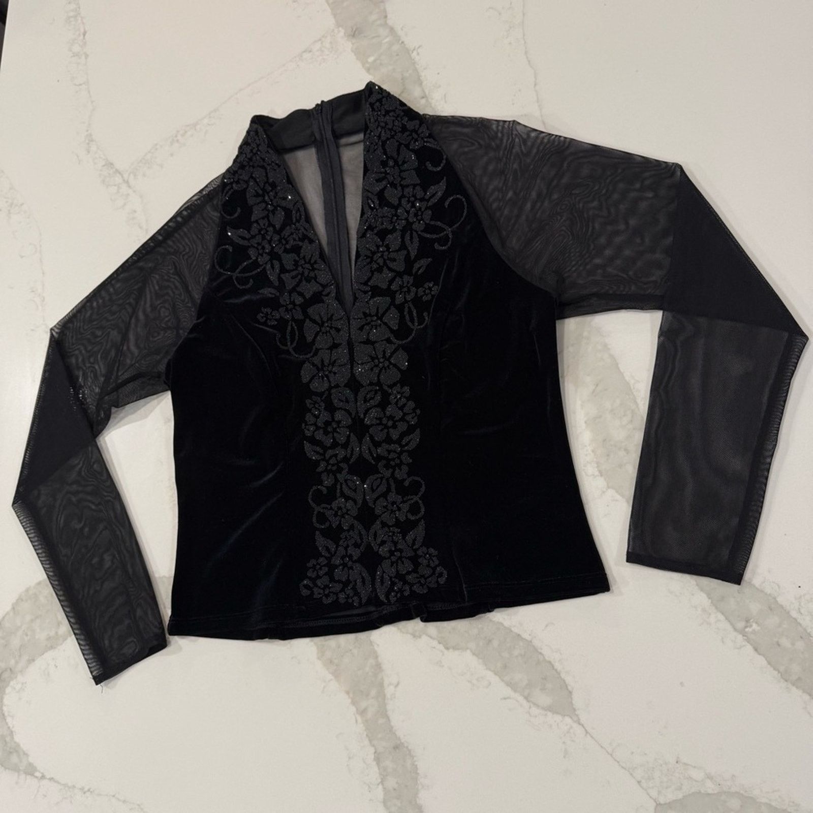 Vintage Vintage J.R. Nites By Caliendo Velvet Sexy Mesh Top Womens 8 Size M / US 6-8 / IT 42-44 - 2 Thumbnail
