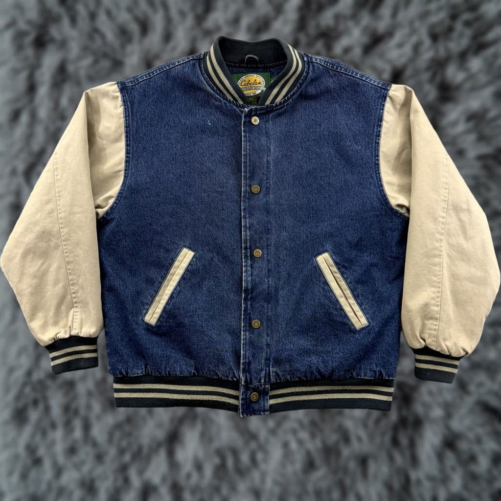 Vintage VINTAGE Cabela's Jacket Men Large Blue Denim 90s Lined Snap Button Grunge Outdoor Jacket Size US L / EU 52-54 / 3 - 1 Thumbnail