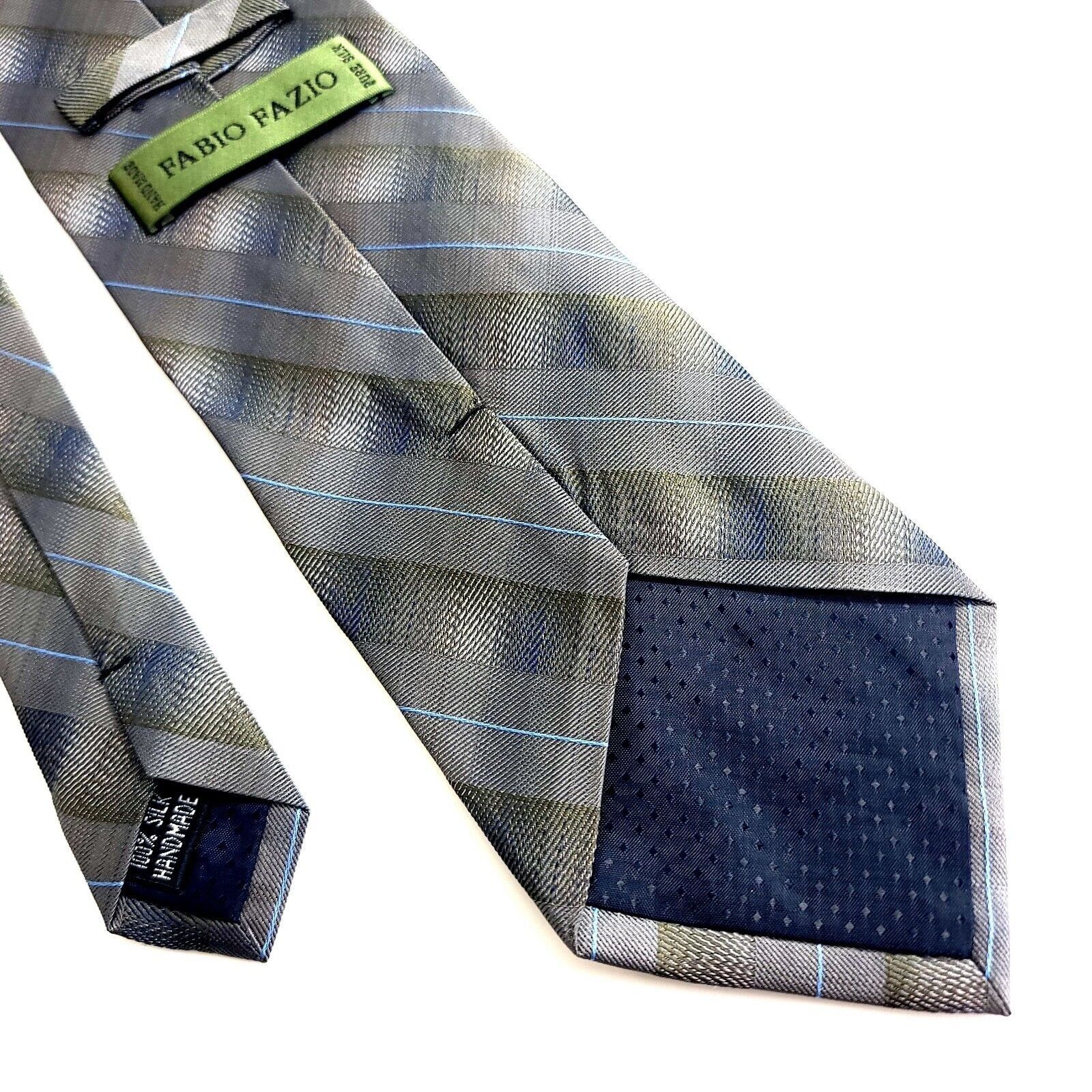 Vintage Fabio Fazio Woven Green Blue Woven Plaid Silk Tie Size ONE SIZE - 5 Thumbnail