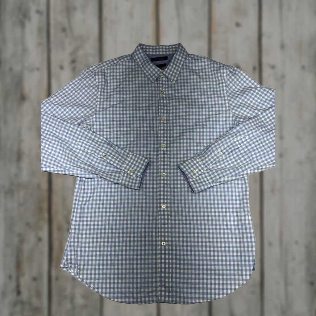 Banana Republic Banana Republic Grant Fit Gingham Check Long Sleeve Button Down Shirt Blue Sz L Size US L / EU 52-54 / 3 - 1 Thumbnail