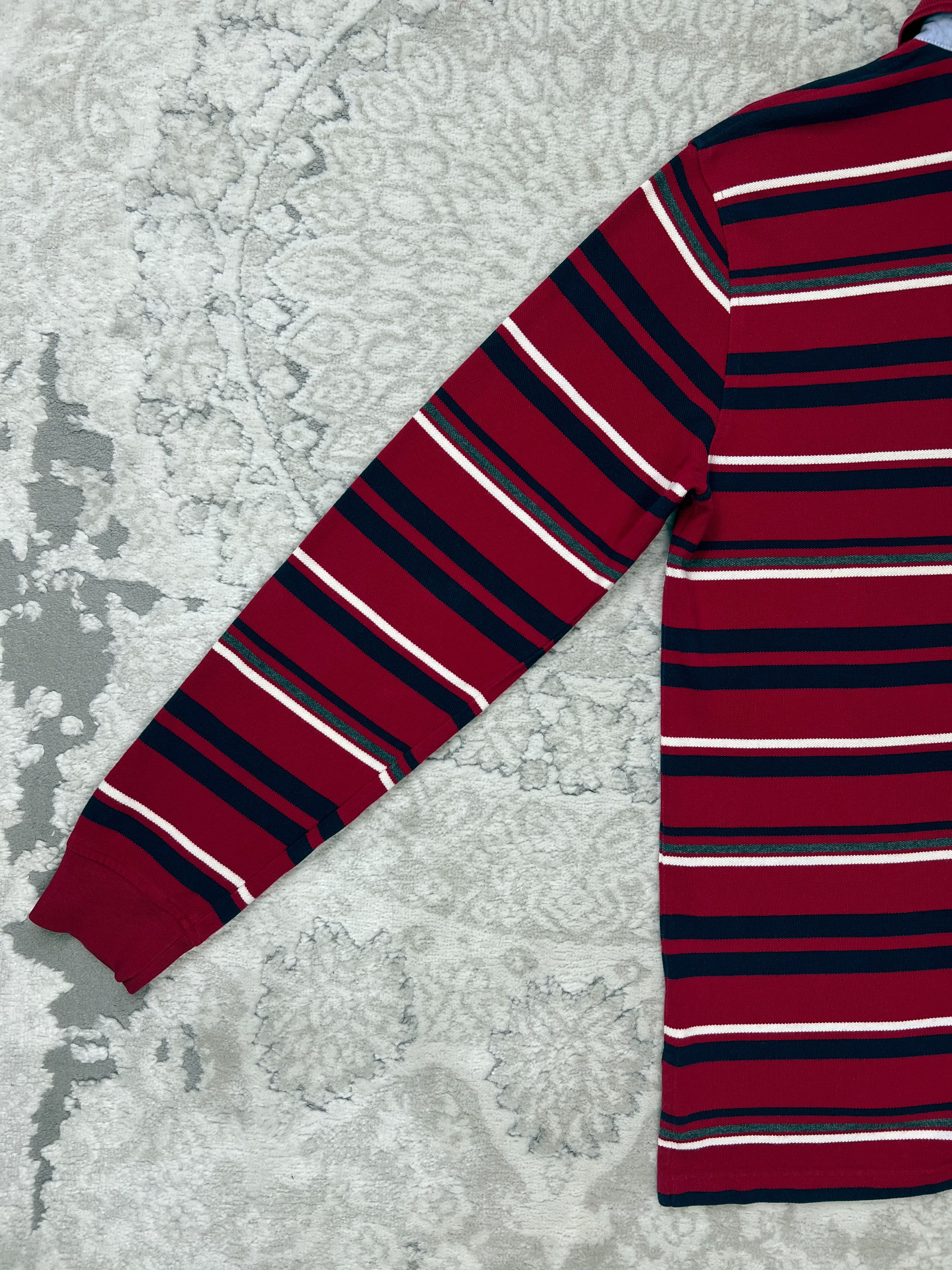 Tommy Hilfiger Tommy Hilfiger Y2K Striped Rugby Polo Shirt Long Sleeve Red Size US L / EU 52-54 / 3 - 8 Thumbnail