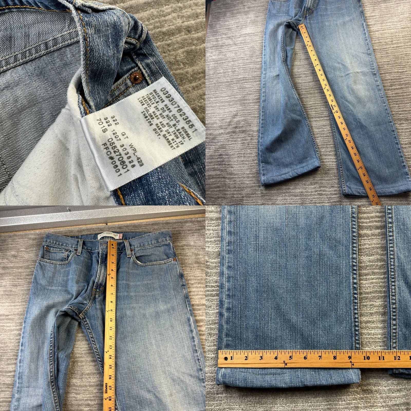 Levi's VINTAGE Levis Jeans Mens 34x31 527 Bootcut Cowboy Blue Denim Faded Low - Levi's 527 Series Jeans Mens 90s Cowboy Bootcut Denim Blue 527 Size US 34 / EU 50 - 8 Thumbnail