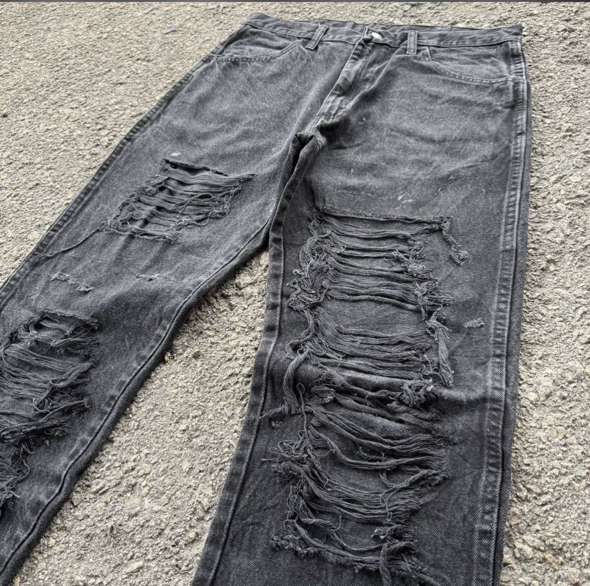 Rustler VINTAGE RUSTLER BLACK JEAN RIPPEP DENIM PANTS Size US 36 / EU 52 - 1 Thumbnail