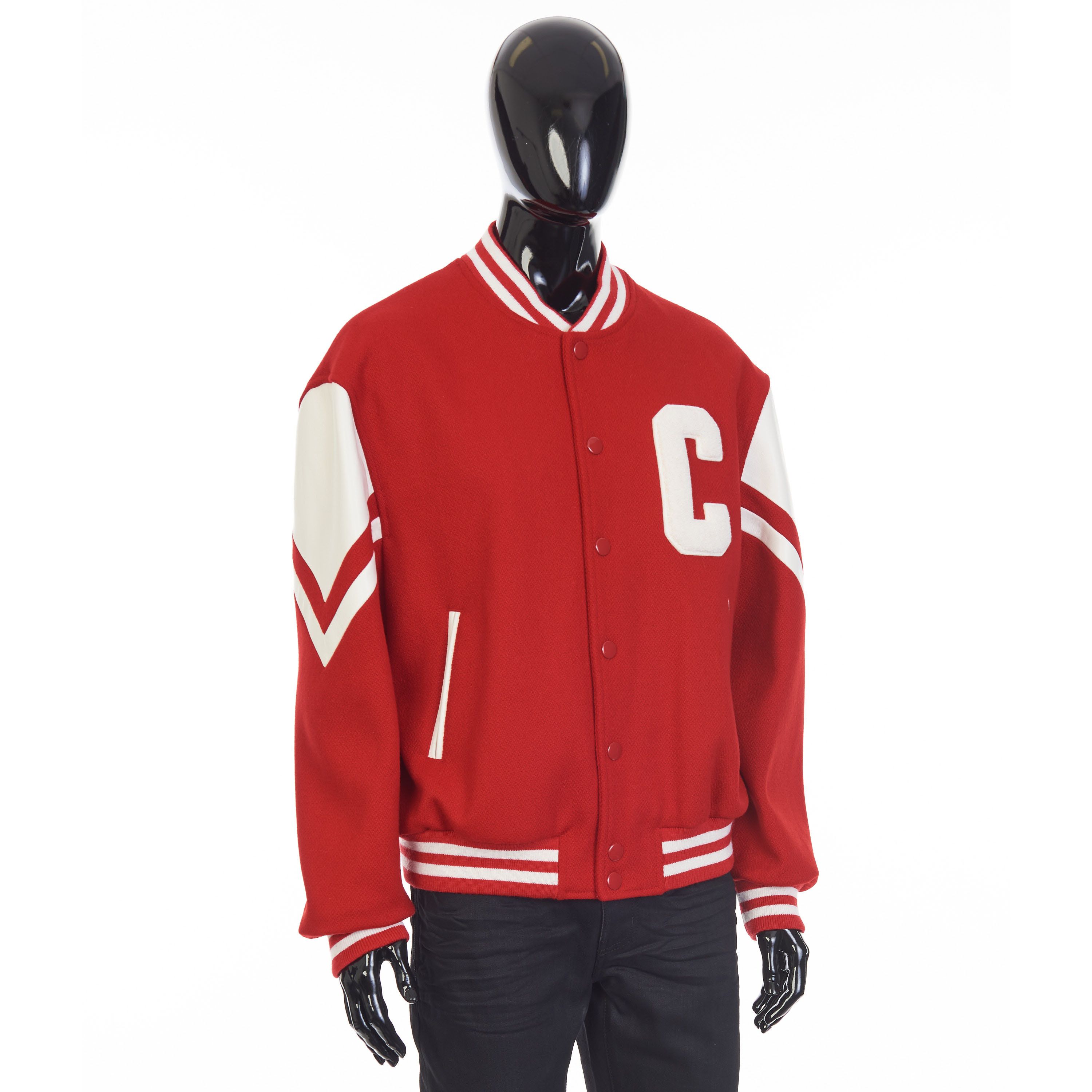 Celine Jackson Teddy Jacket - Red Textured Wool, 'C' Patch Size US M / EU 48-50 / 2 - 8 Thumbnail