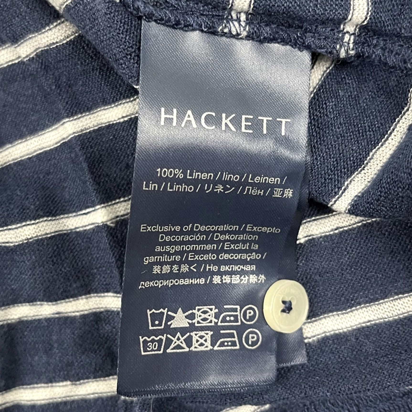 Hackett Hackett London Polo Shirt Mens M Blue Striped Linen Knit Casual Preppy Logo Shirt Size US M / EU 48-50 / 2 - 4 Thumbnail