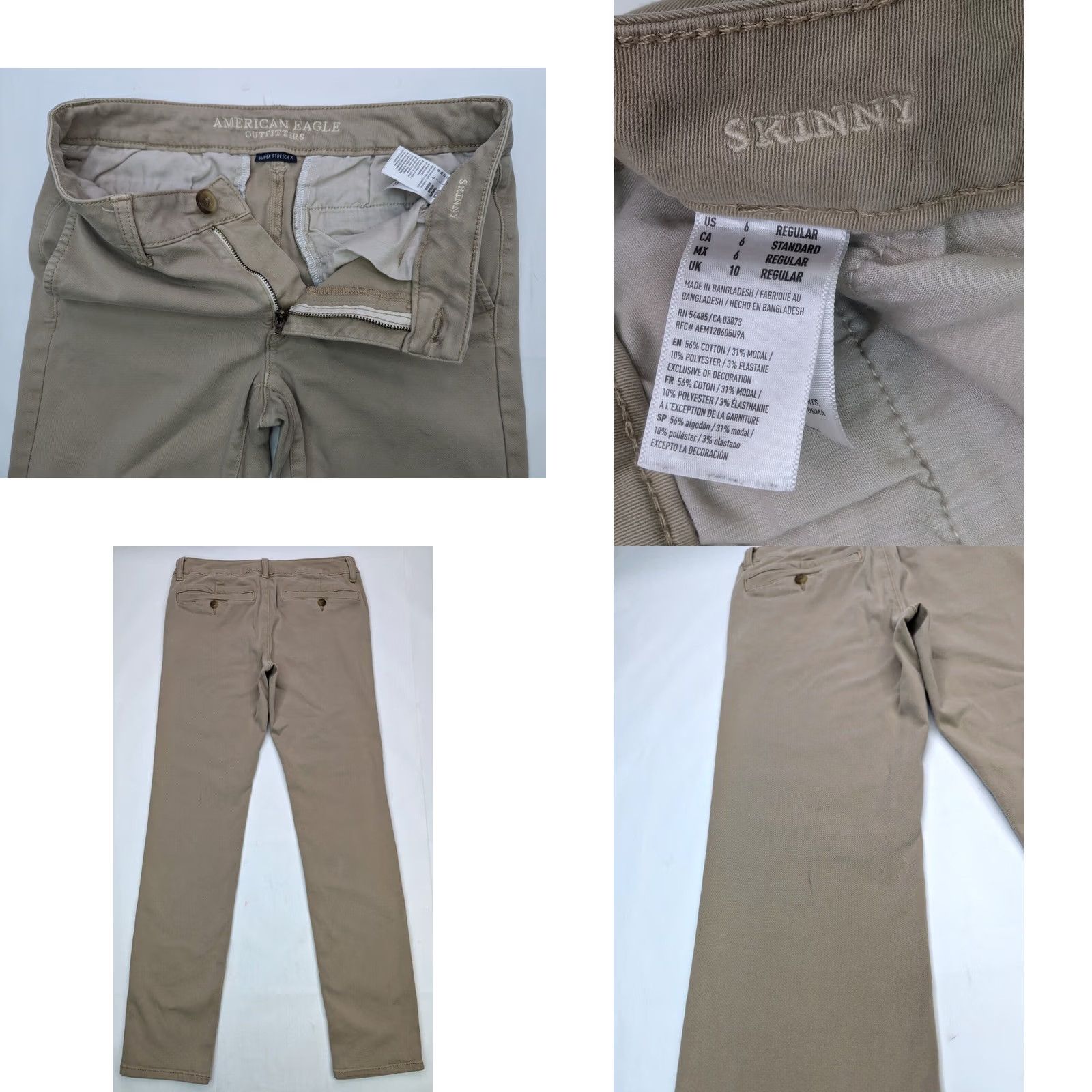 American Eagle Outfitters American Eagle Outfitters Jeans Women 6 Beige 29x31 Stretch Skinny Denim 5-Pocket mid rise 90s AEO Skinny Size 28" / US 6 / IT 42 - 8 Thumbnail