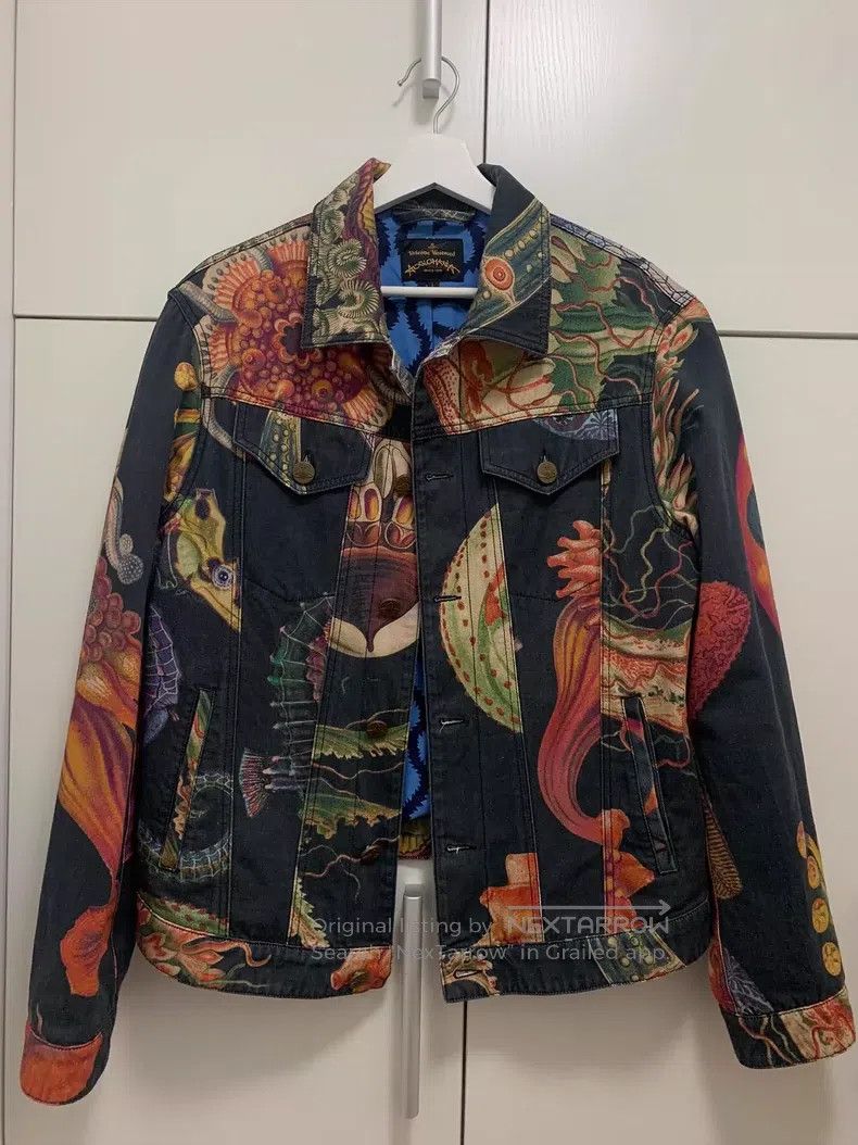 Vivienne Westwood Ocean Theme Printed Washed Denim Jacket