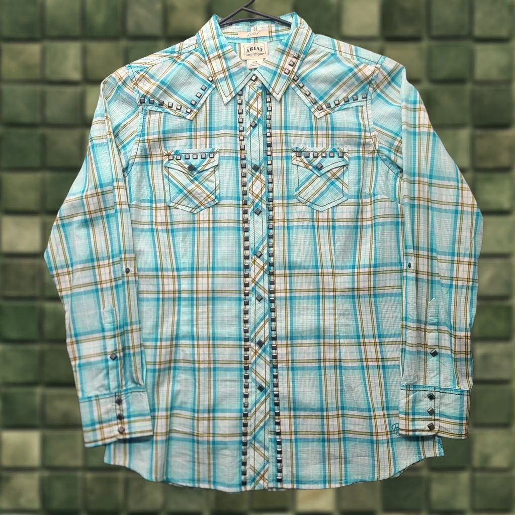 Ariat Ariat Button-Up Shirt Womens L Fitted Long Sleeve Cowgirl Rodeo Studded Plaid Multicolor Size L / US 10 / IT 46 - 1 Thumbnail