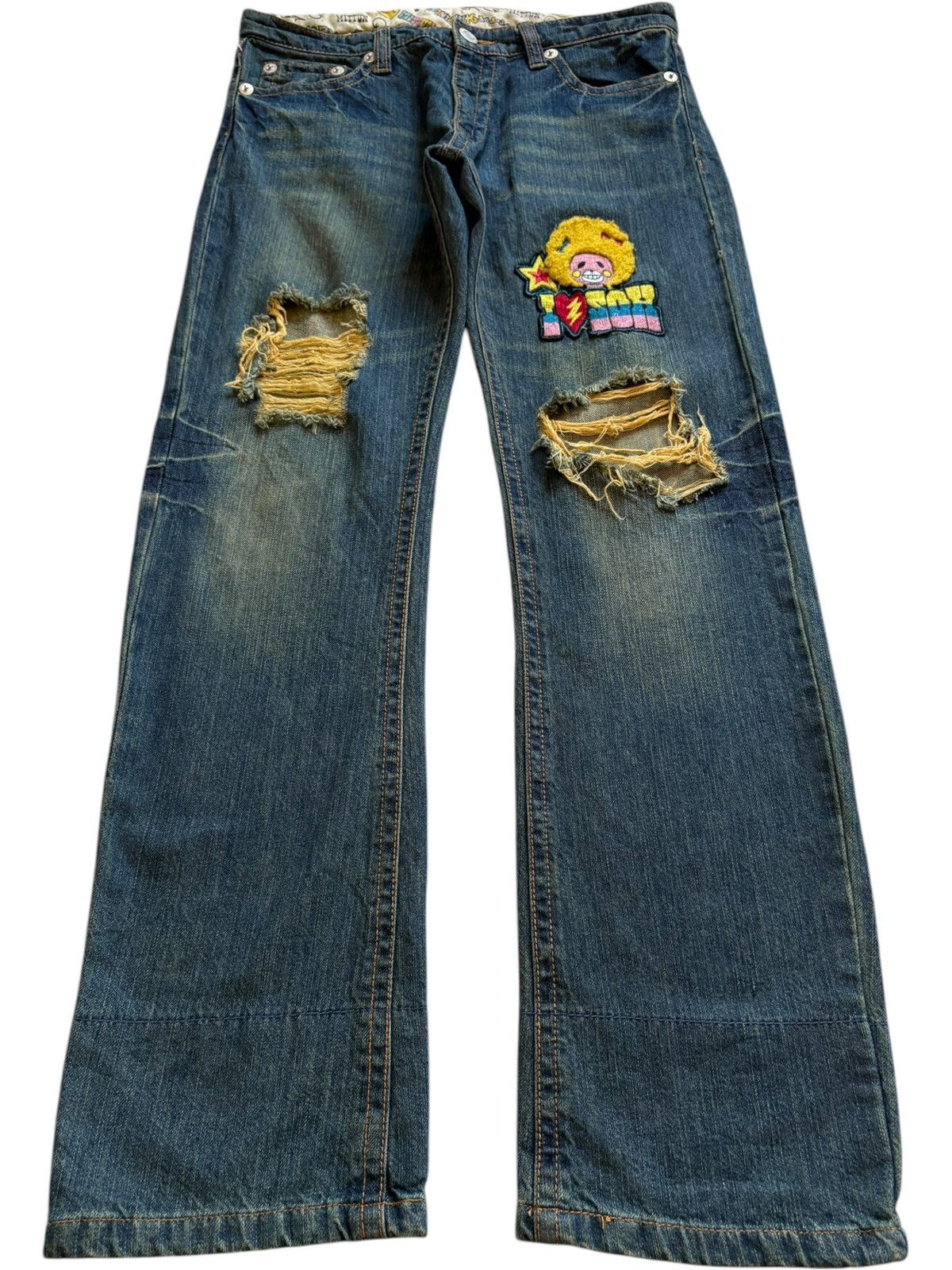 Japanese Brand Vintage Japanese Brand Rusty Mud Wash Embroidery Loose Jeans Size 31" - 1 Thumbnail
