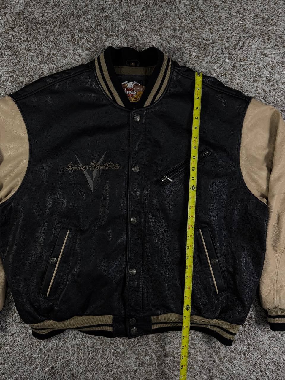 Harley Davidson VTG 90s Harley Davidson Heavy Letterman Bomber Jacket Size US XXL / EU 58 / 5 - 7 Thumbnail