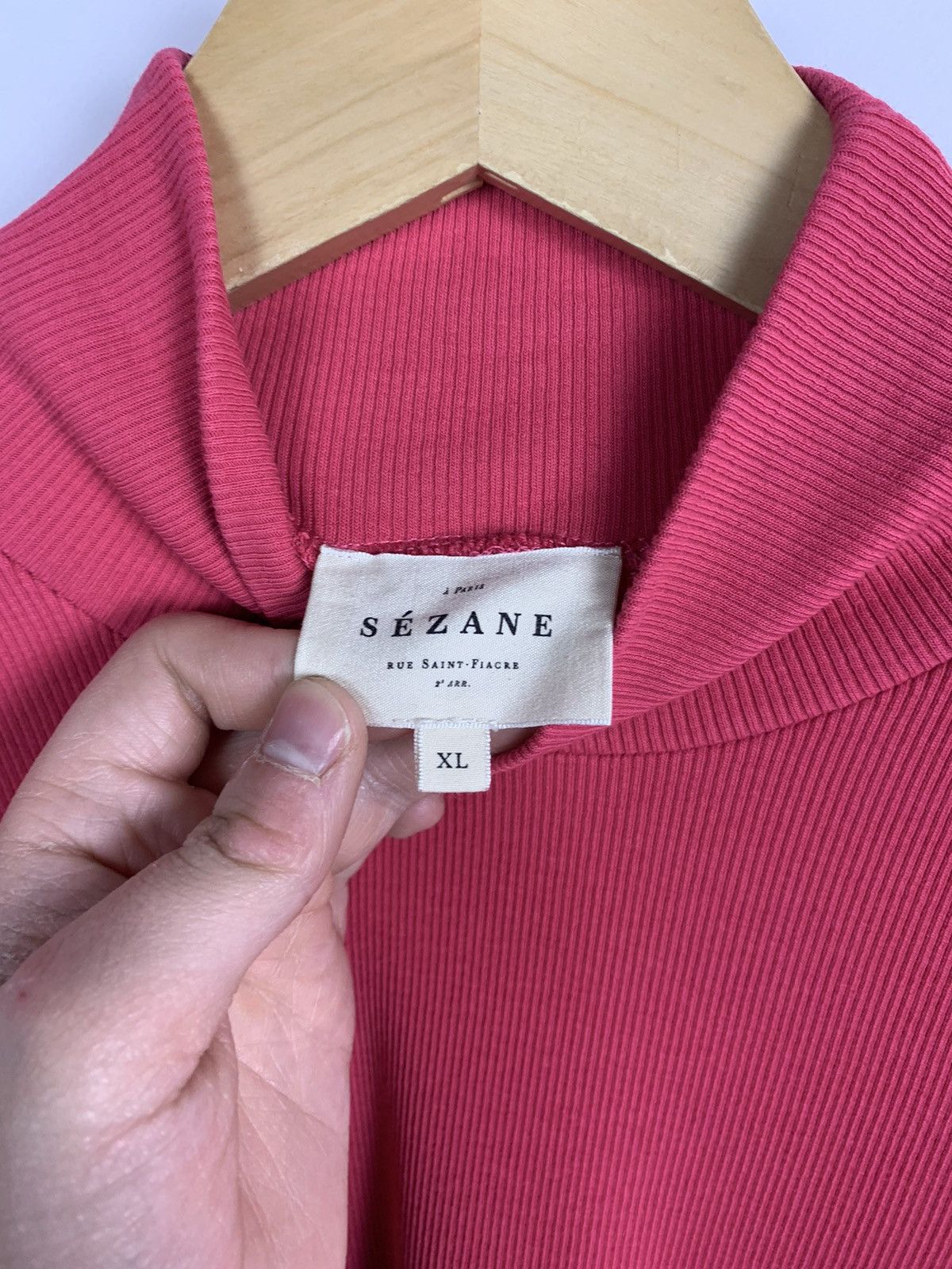 Sezane Sezane Mock Neck Long Sleeve T-Shirt Pink Size XL Luxury Top Size XL / US 12-14 / IT 48-50 - 8 Thumbnail