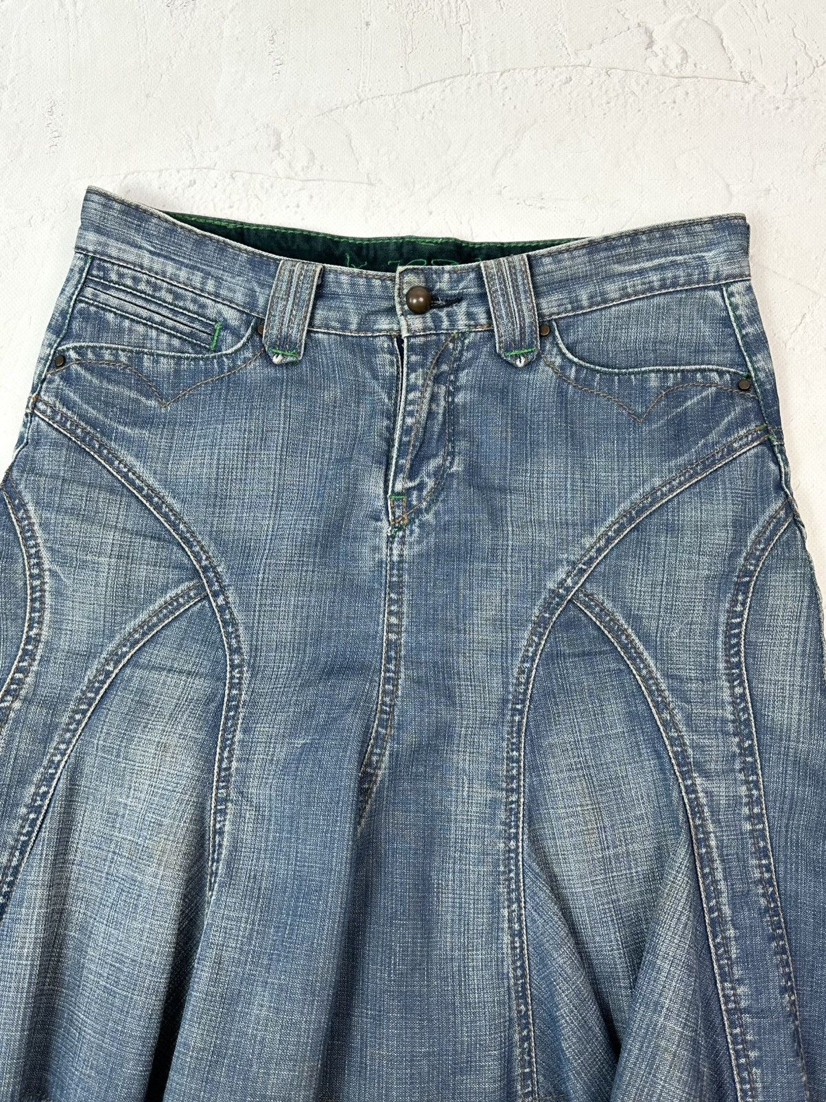 20471120 Vintage Blue Denim Mini Skirt Size 26" / US 2 / IT 38 - 4 Thumbnail
